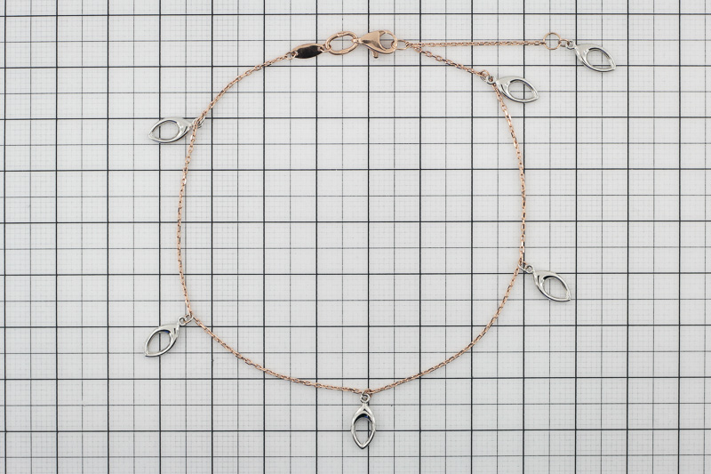 Изображение Золотой браслет на ногу 21,5-24,5 см