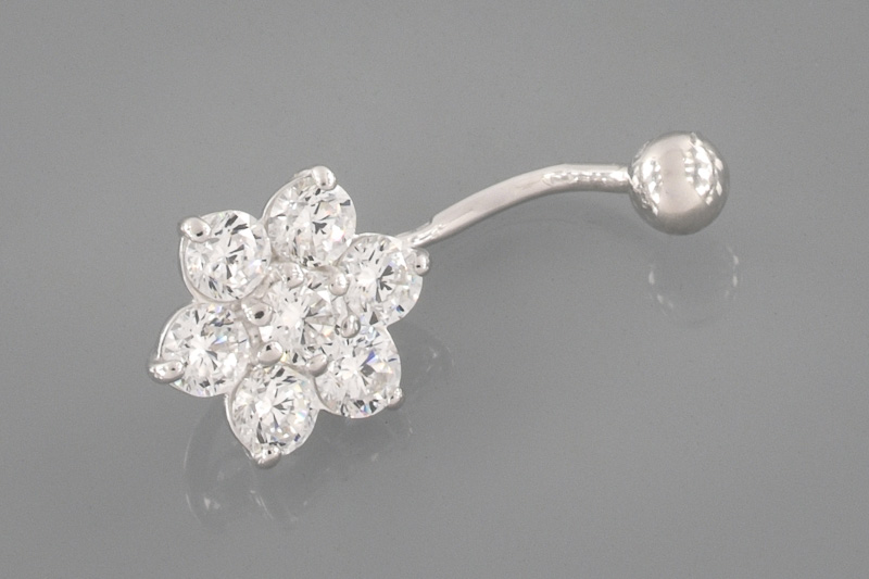 Paveikslėlis Sidabrinis auskaras į bambą su cirkoniais