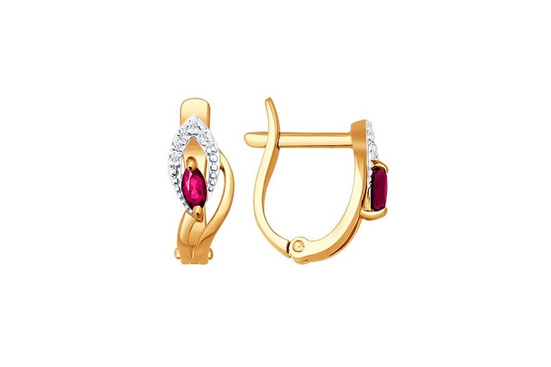 Paveikslėlis Auksiniai auskarai su rubinu ir briliantais