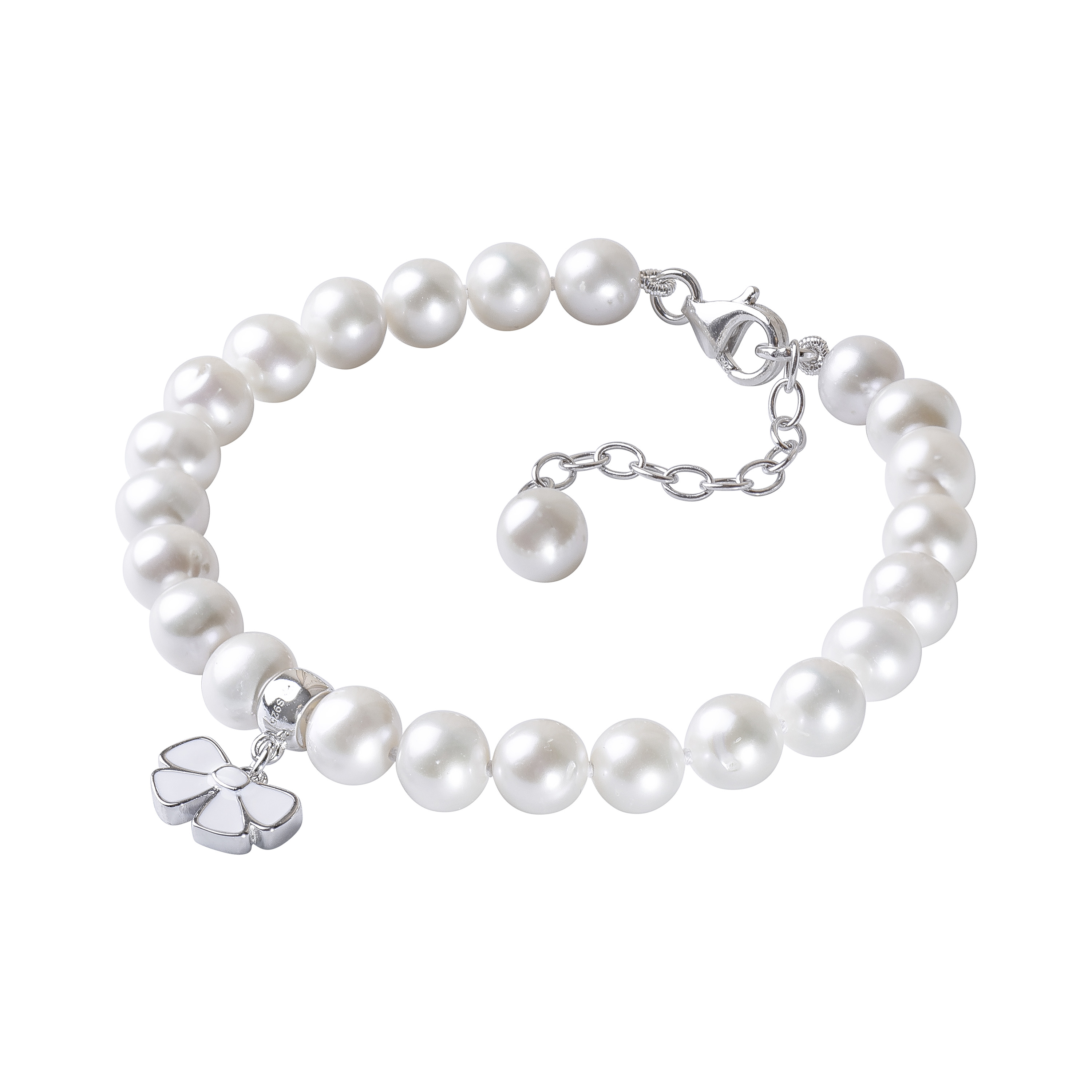 Paveikslėlis Sidabrinė apyrankė su perlu ir emaliu