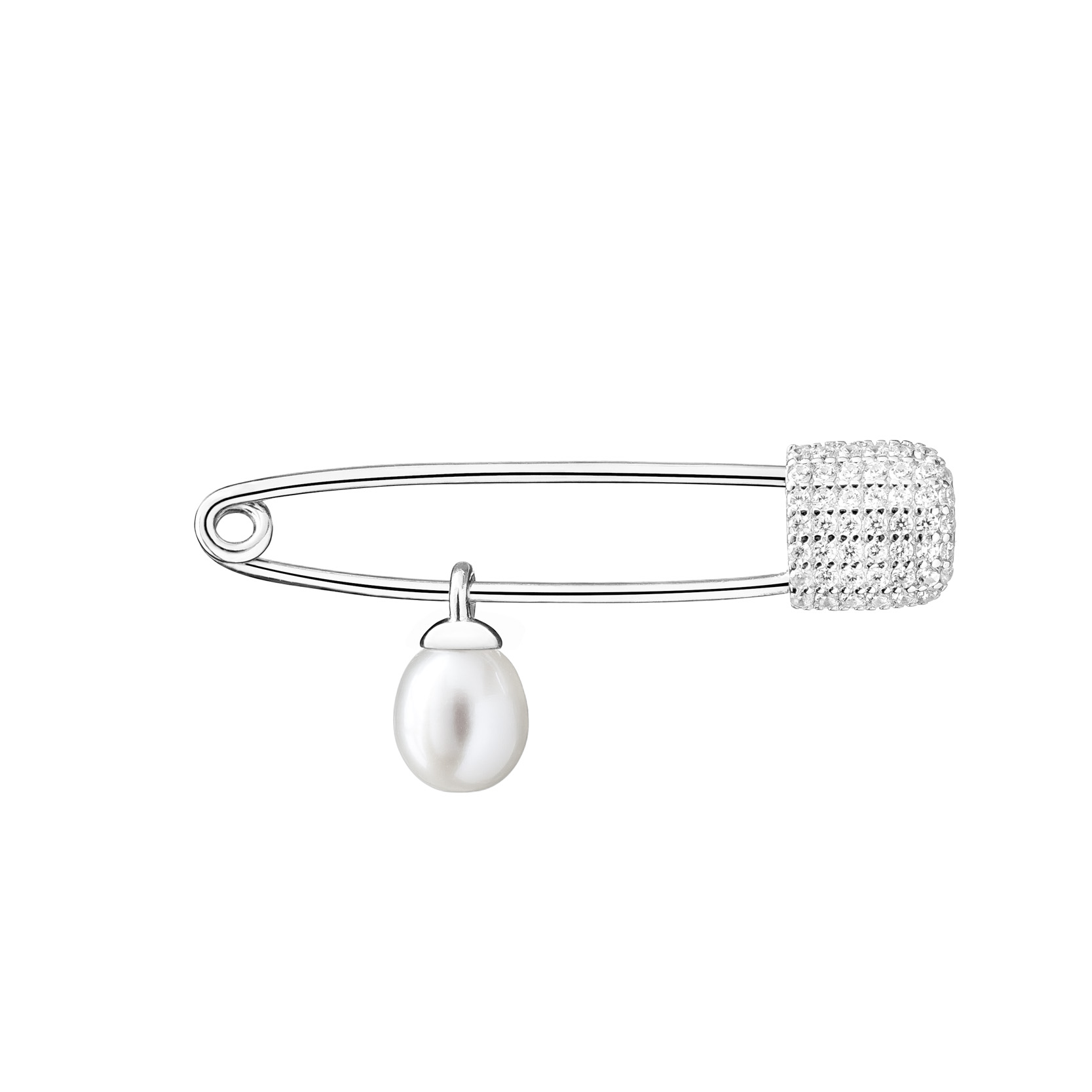 Paveikslėlis Sidabrinė sagė su perlu ir cirkoniais