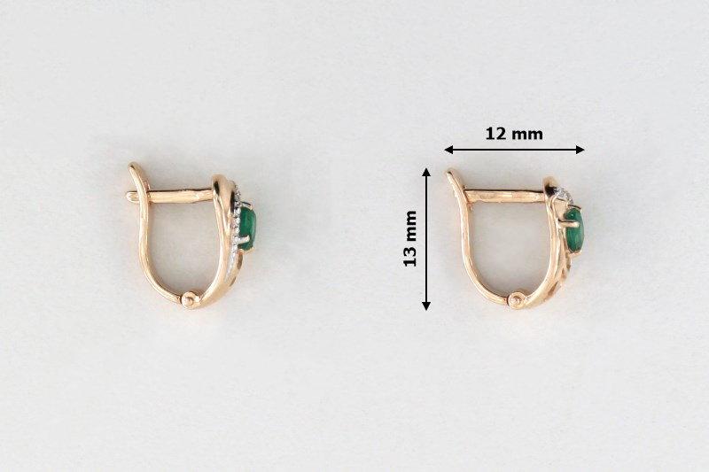 Изображение Золотые серьги с изумрудами и бриллиантами