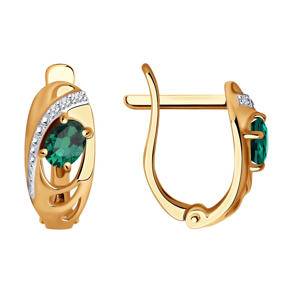 Изображение Золотые серьги с изумрудами и бриллиантами