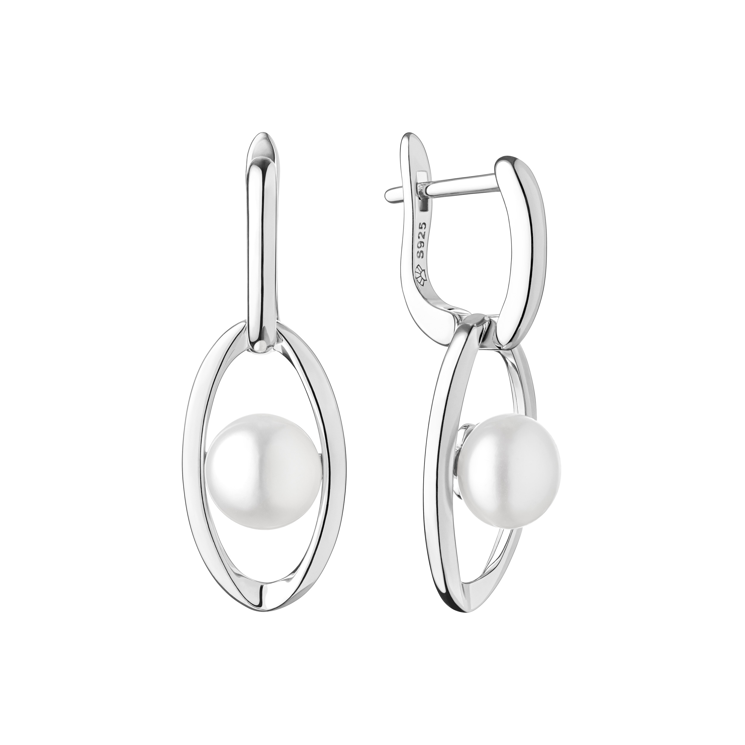 Paveikslėlis Sidabriniai auskarai su perlais ir cirkoniais