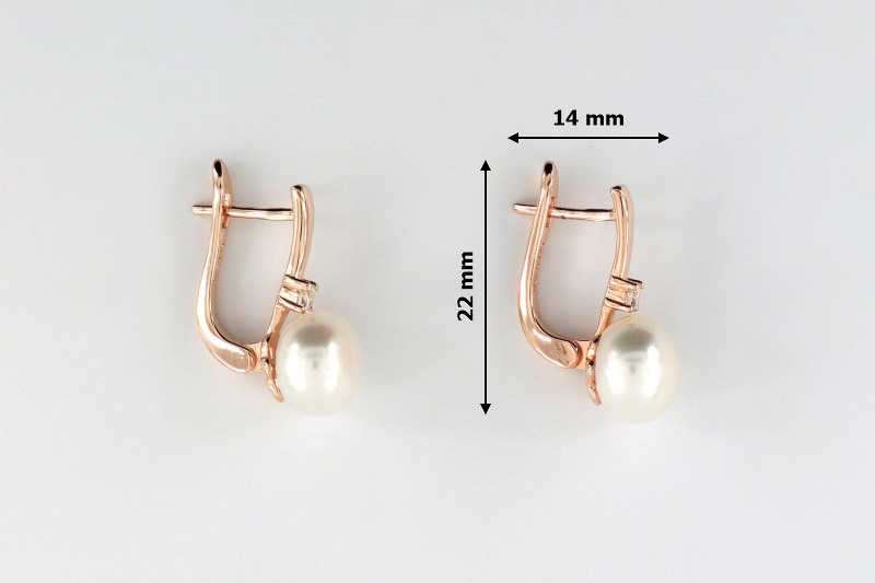 Paveikslėlis Paauksuoti sidabriniai auskarai su perlais ir cirkoniais