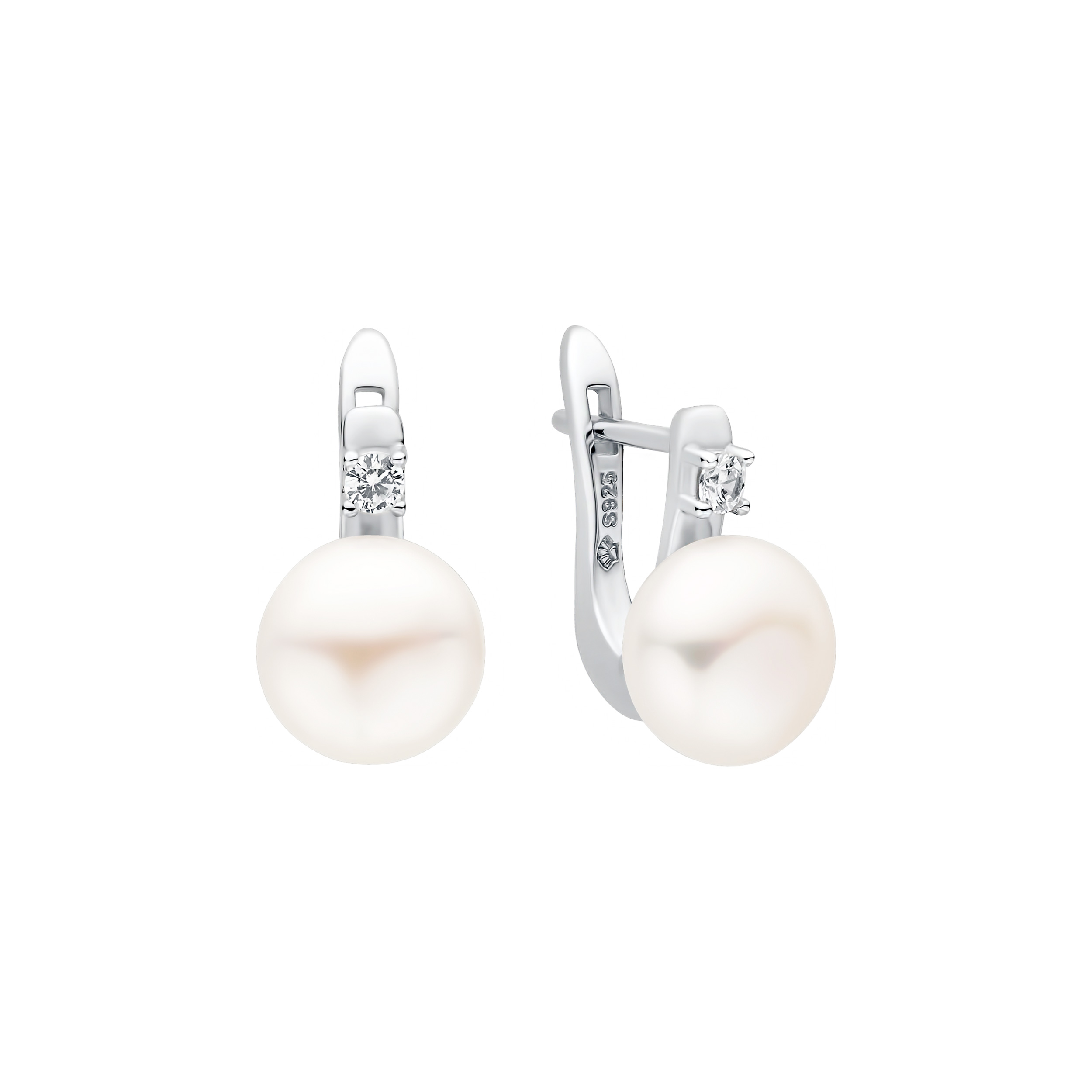 Paveikslėlis Sidabriniai auskarai su perlais ir cirkoniais