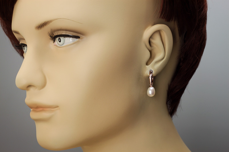 Paveikslėlis Paauksuoti sidabriniai auskarai su perlais ir cirkoniais