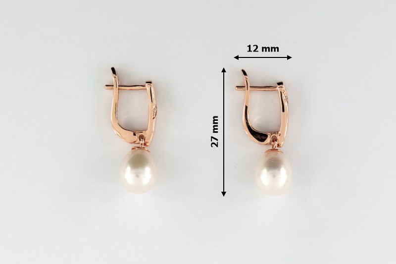 Paveikslėlis Paauksuoti sidabriniai auskarai su perlais ir cirkoniais