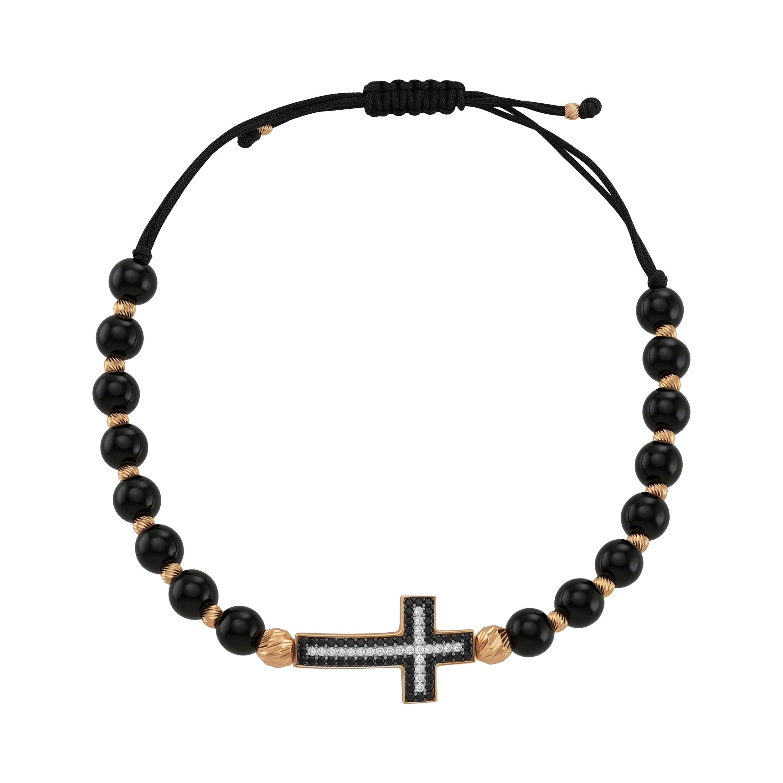 Paveikslėlis Siūlo apyrankė su oniksais ir cirkoniais