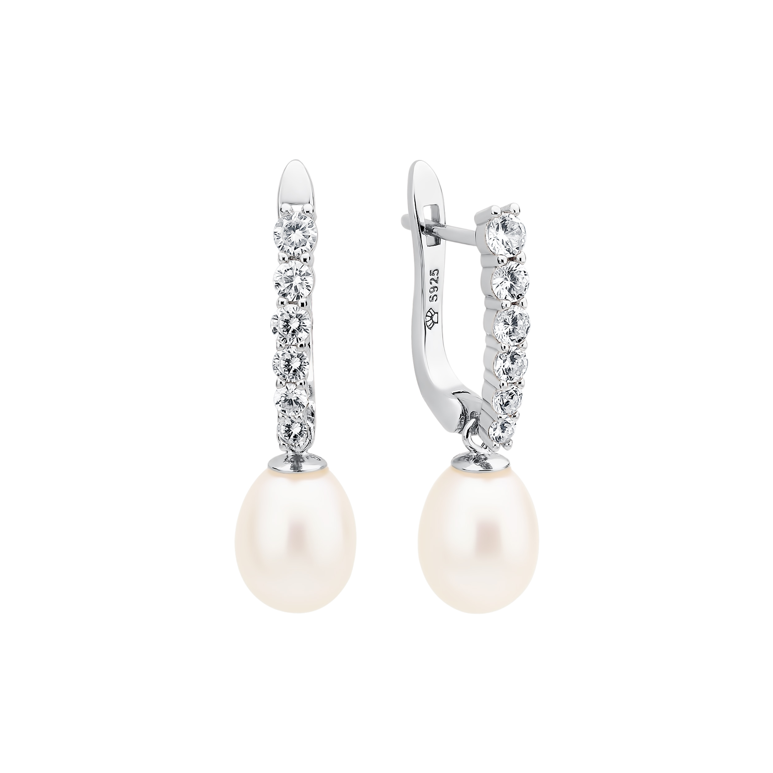 Paveikslėlis Sidabriniai auskarai su perlais ir cirkoniais