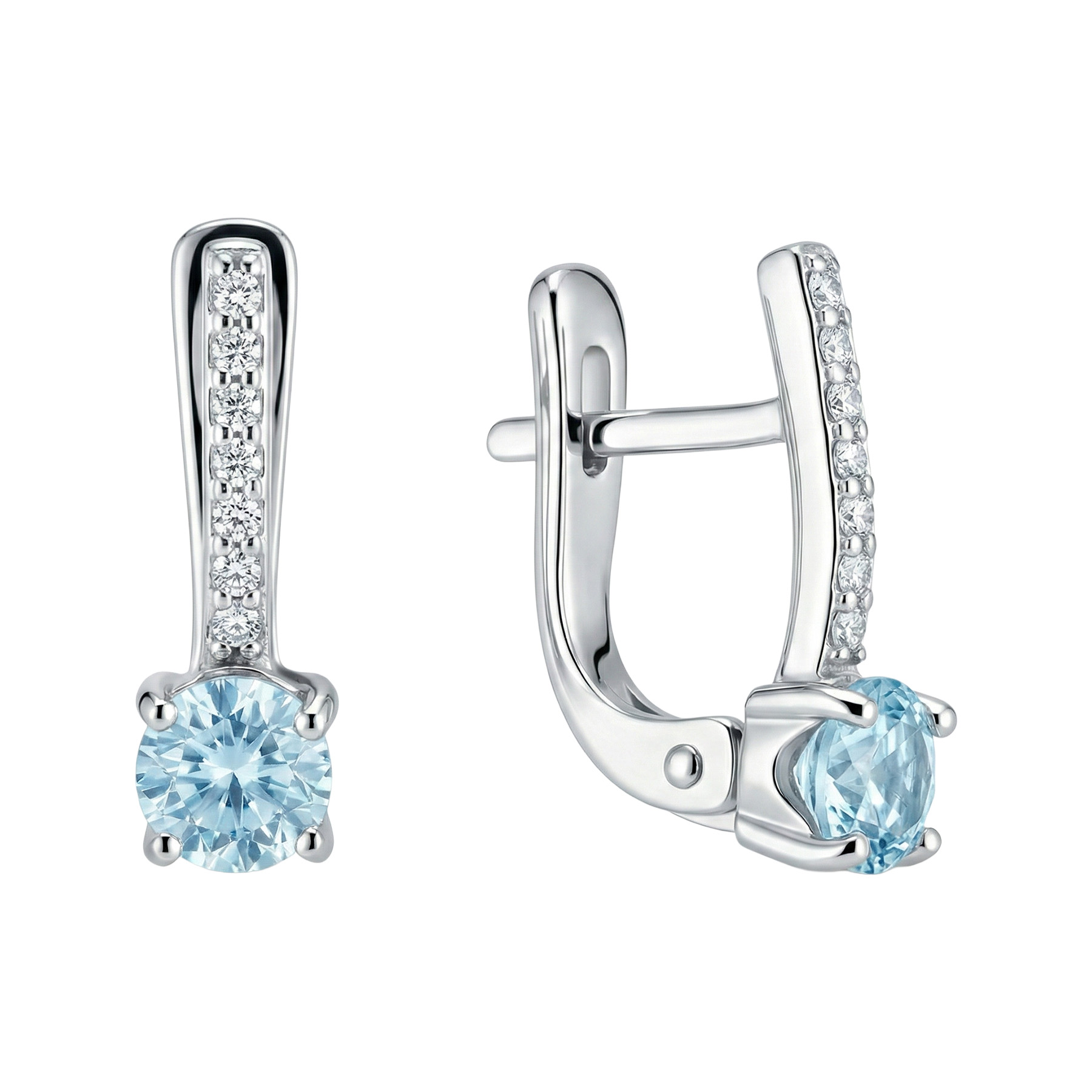 Изображение Серебряные серьги с топазами и цирконами