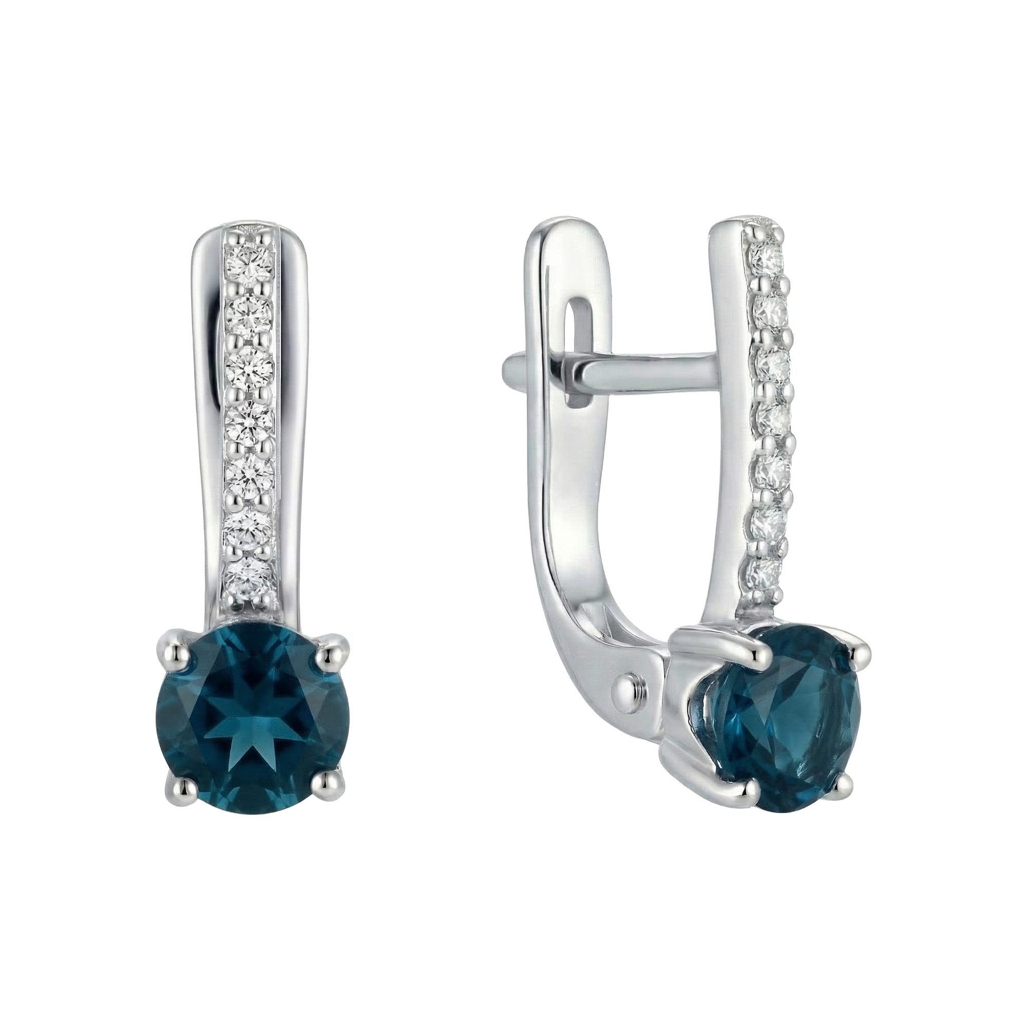 Изображение Серебряные серьги с топазами London и цирконами