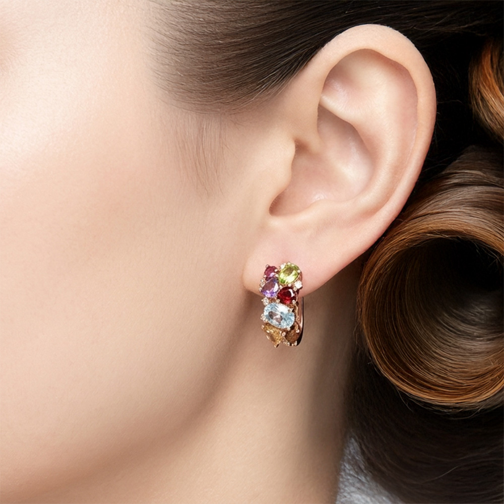 Изображение Золотые серьги с бриллиантами и цитринами