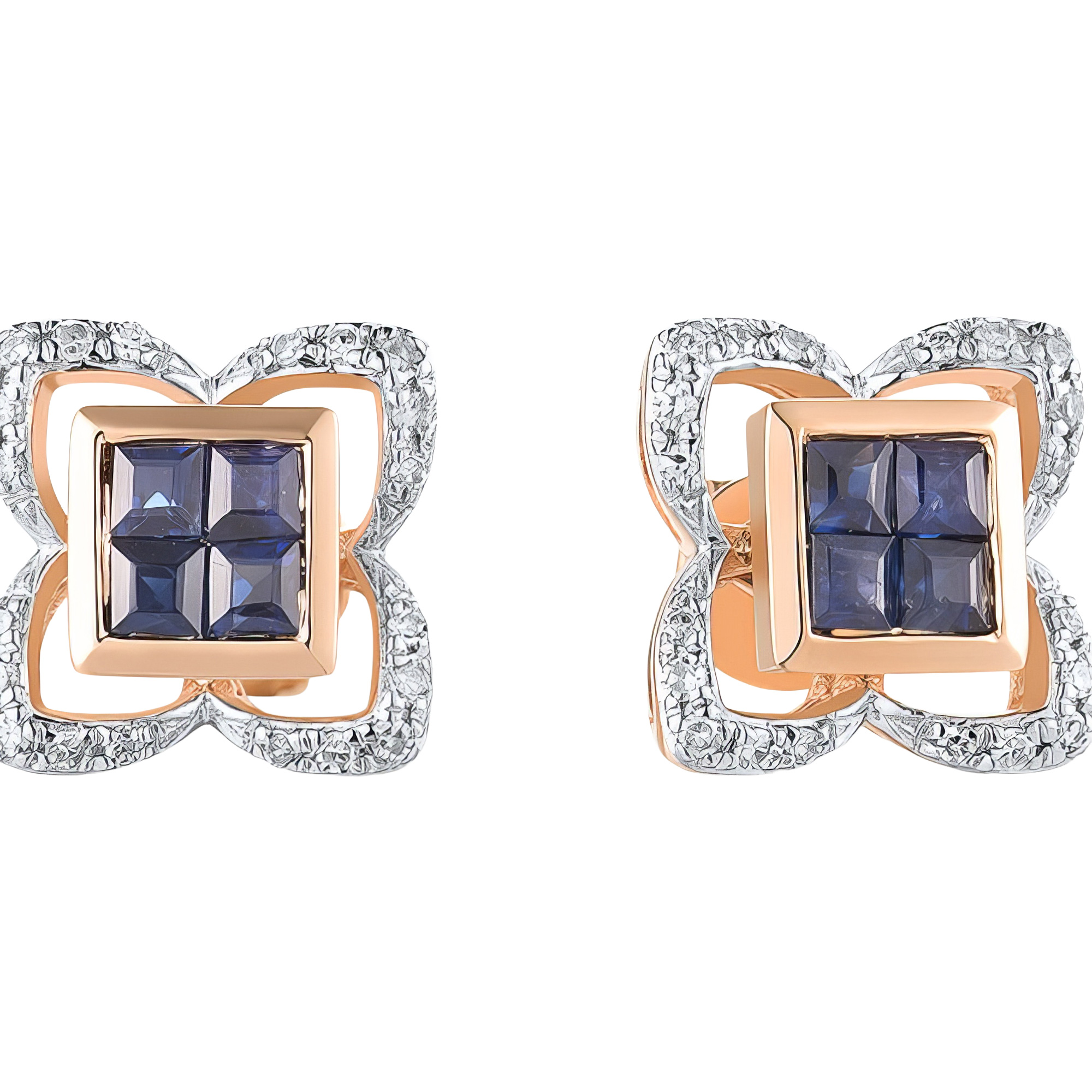 Paveikslėlis Auksiniai auskarai su briliantais ir safyrais