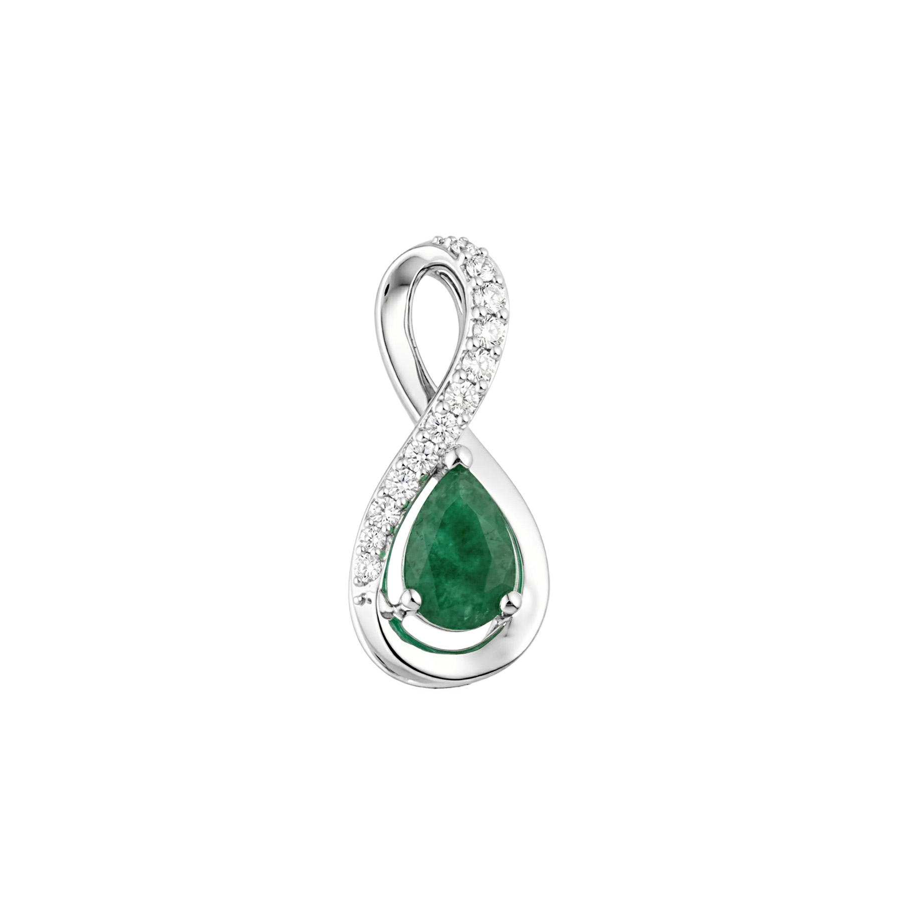 Изображение Подвеска из белого золота с изумрудом и бриллиантами