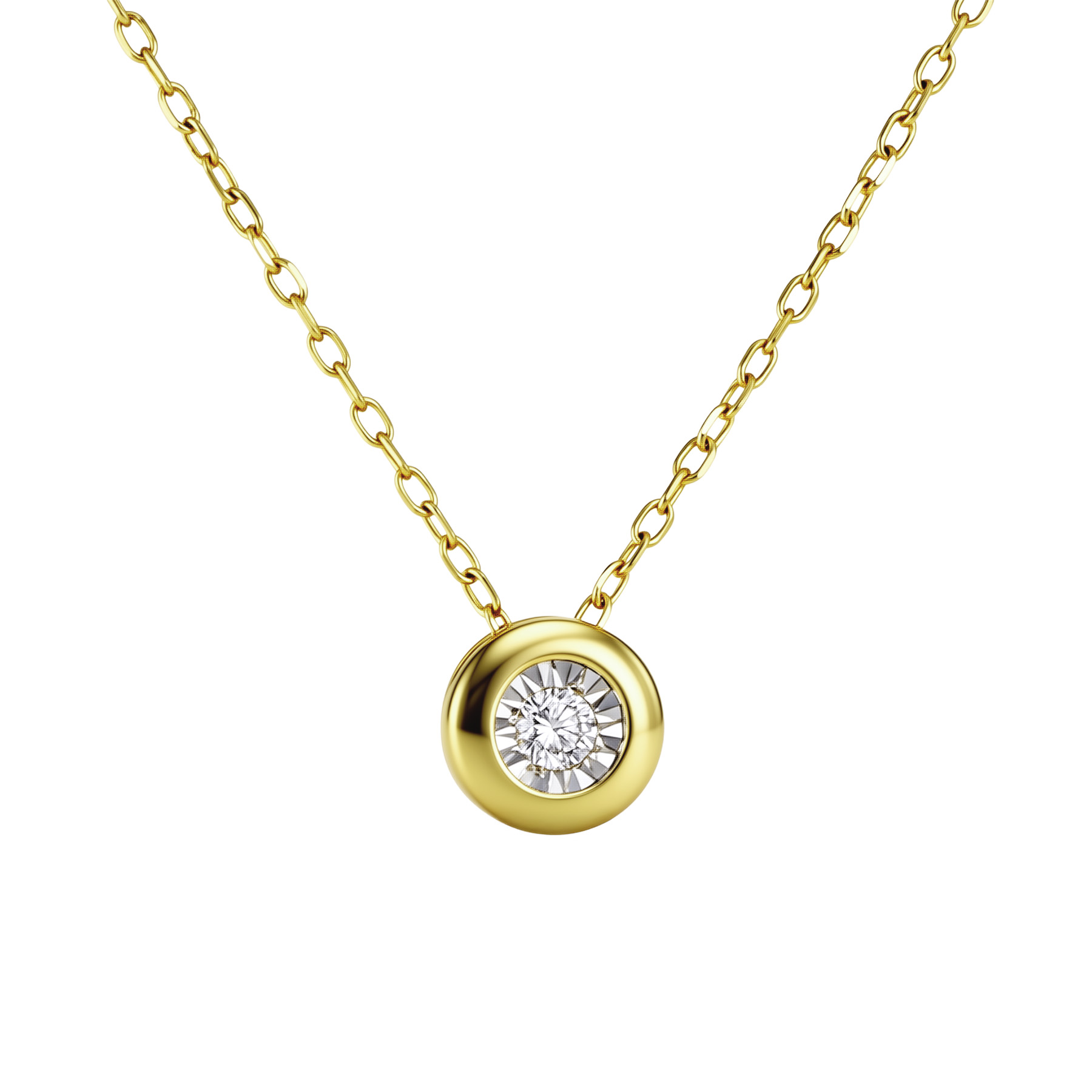 Изображение Цепочка из желтого золота с бриллиантом