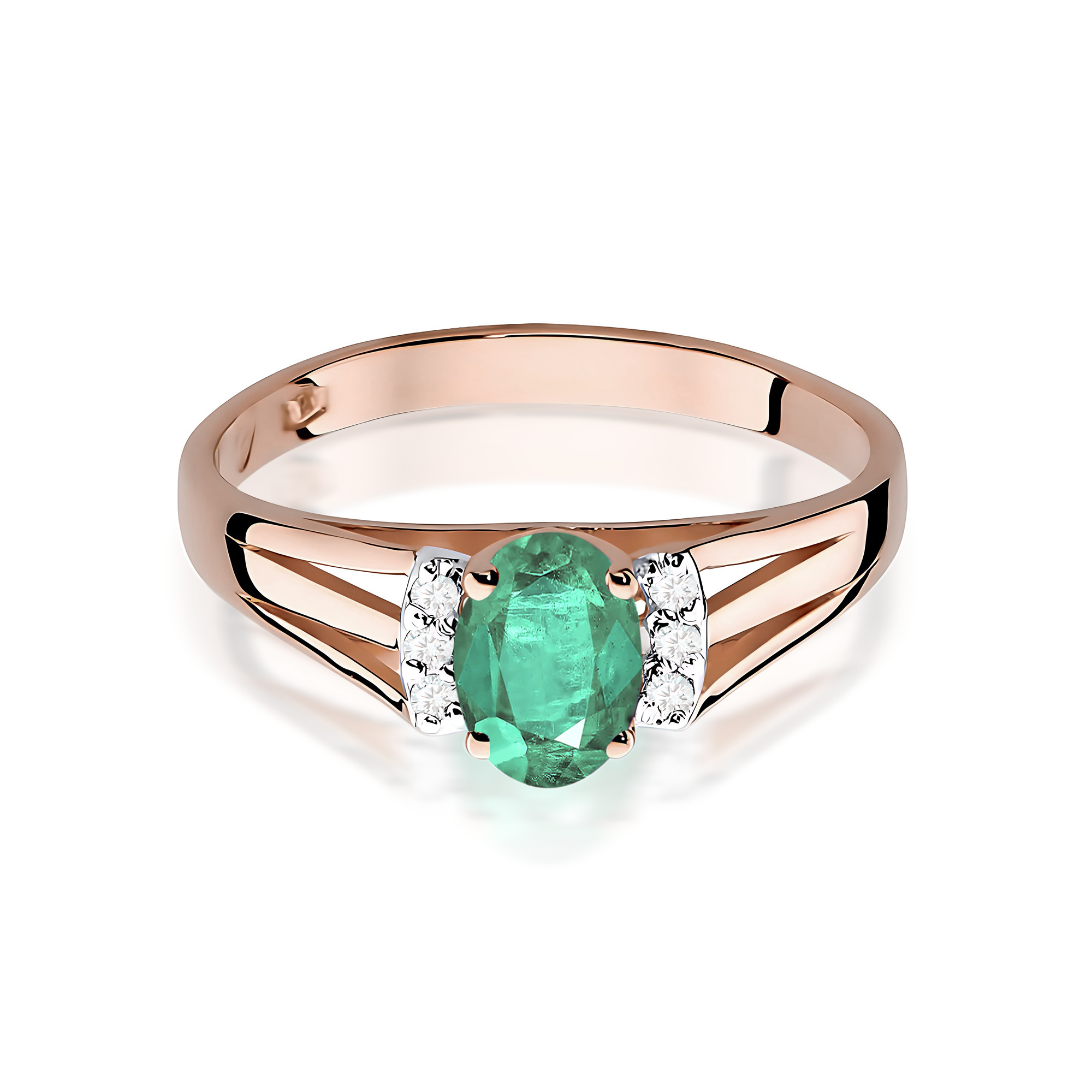 Изображение Золотое кольцо с бриллиантами и изумрудом