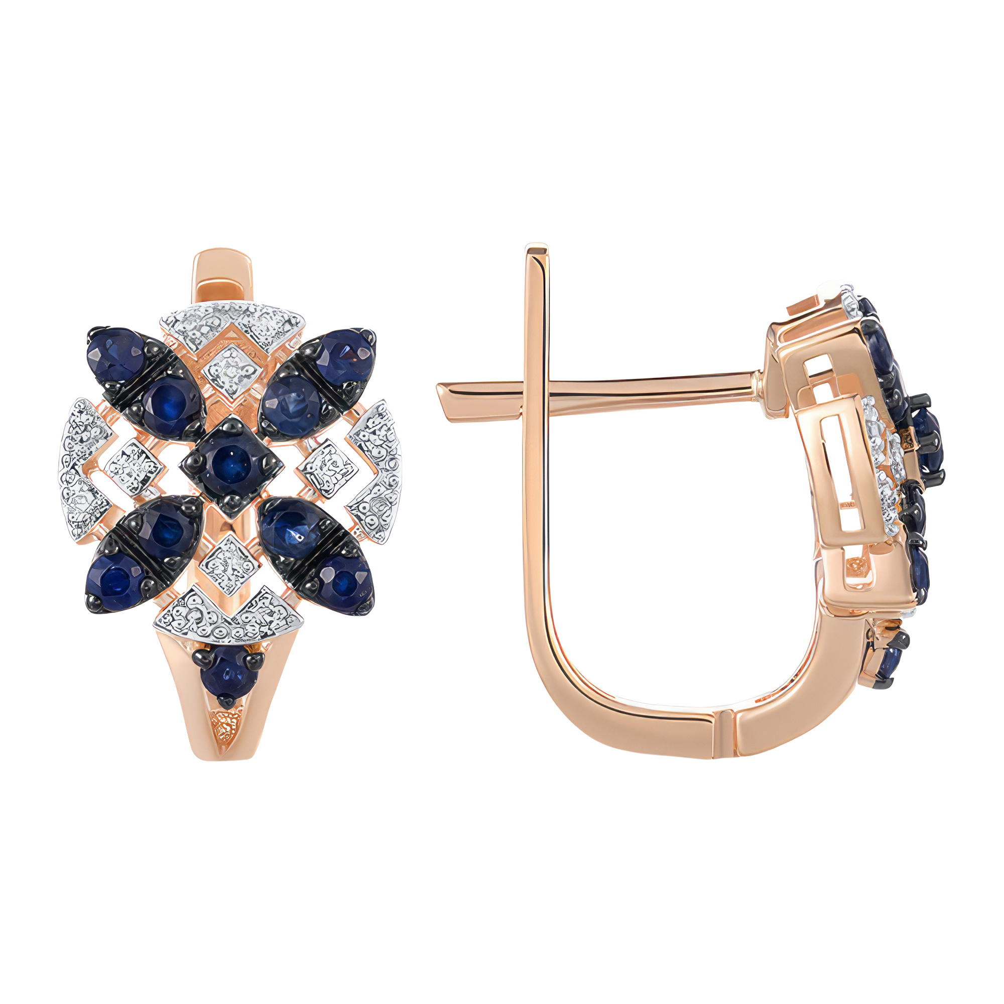 Paveikslėlis Auksiniai auskarai su briliantais ir safyrais