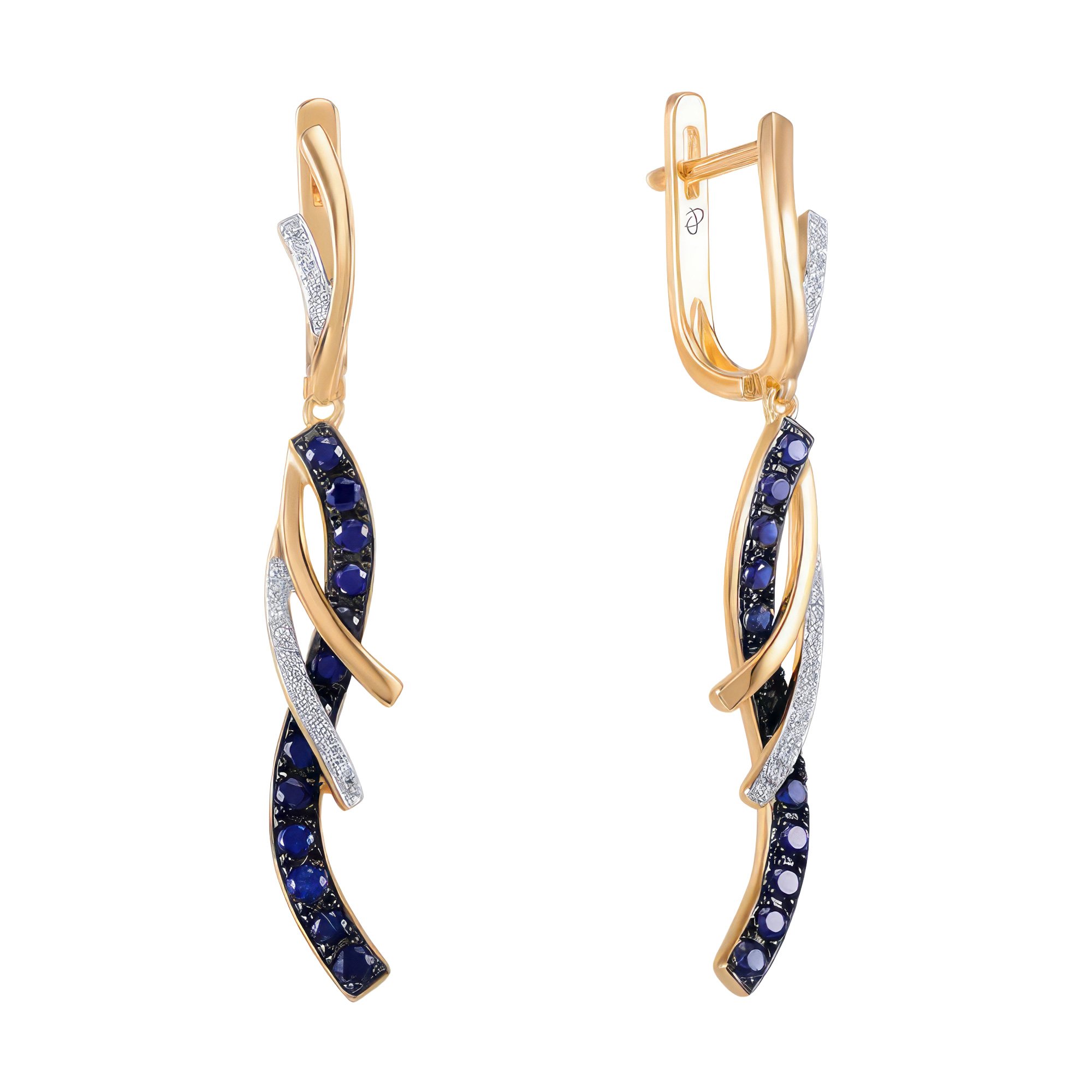 Paveikslėlis Auksiniai auskarai su briliantais ir safyrais