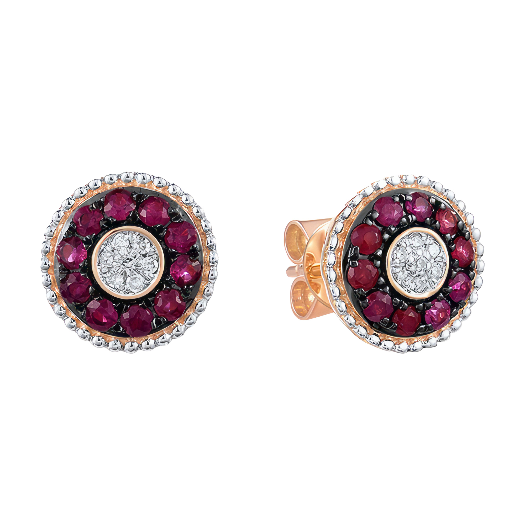 Paveikslėlis Auksiniai auskarai su briliantais ir rubinais