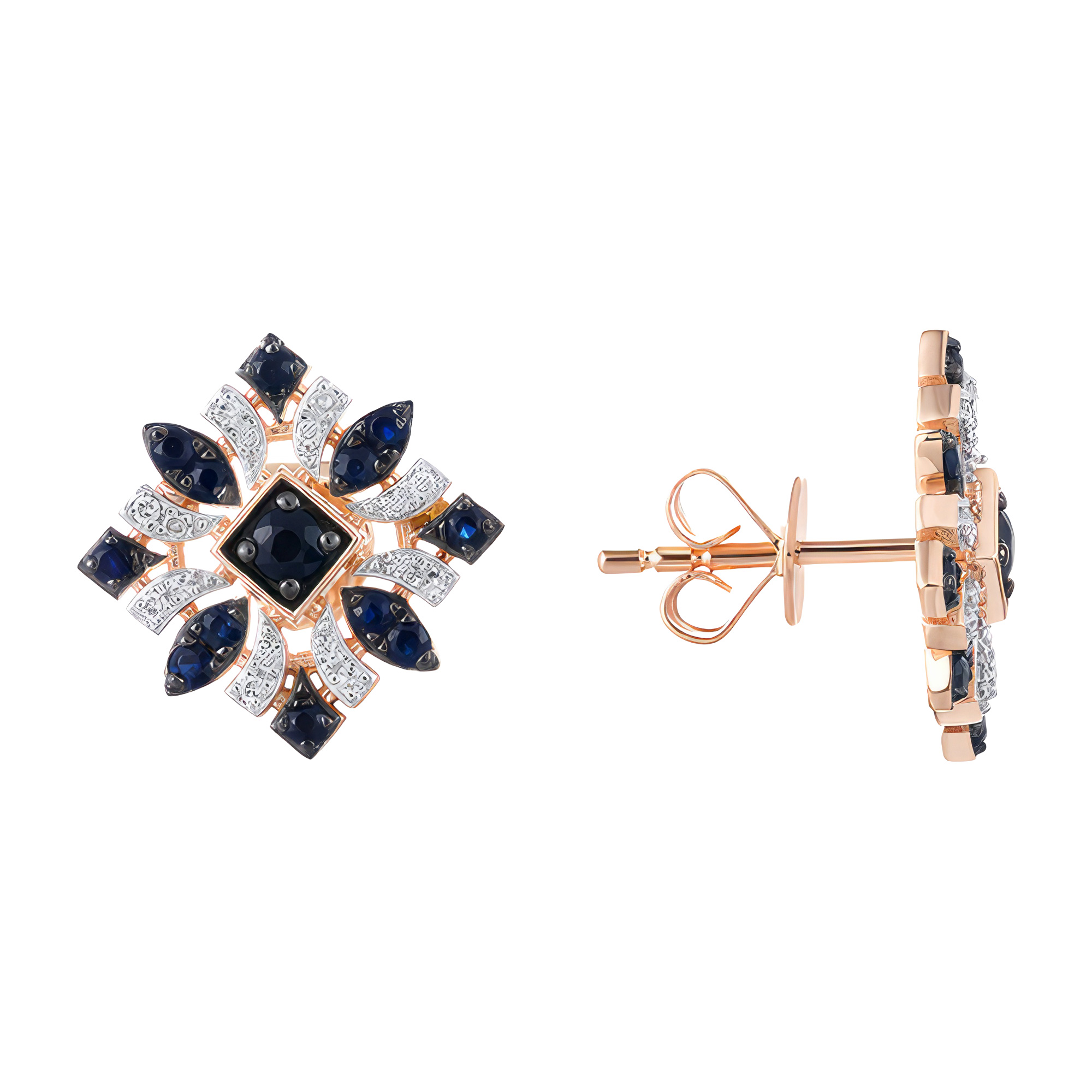 Paveikslėlis Auksiniai auskarai su briliantais ir safyrais