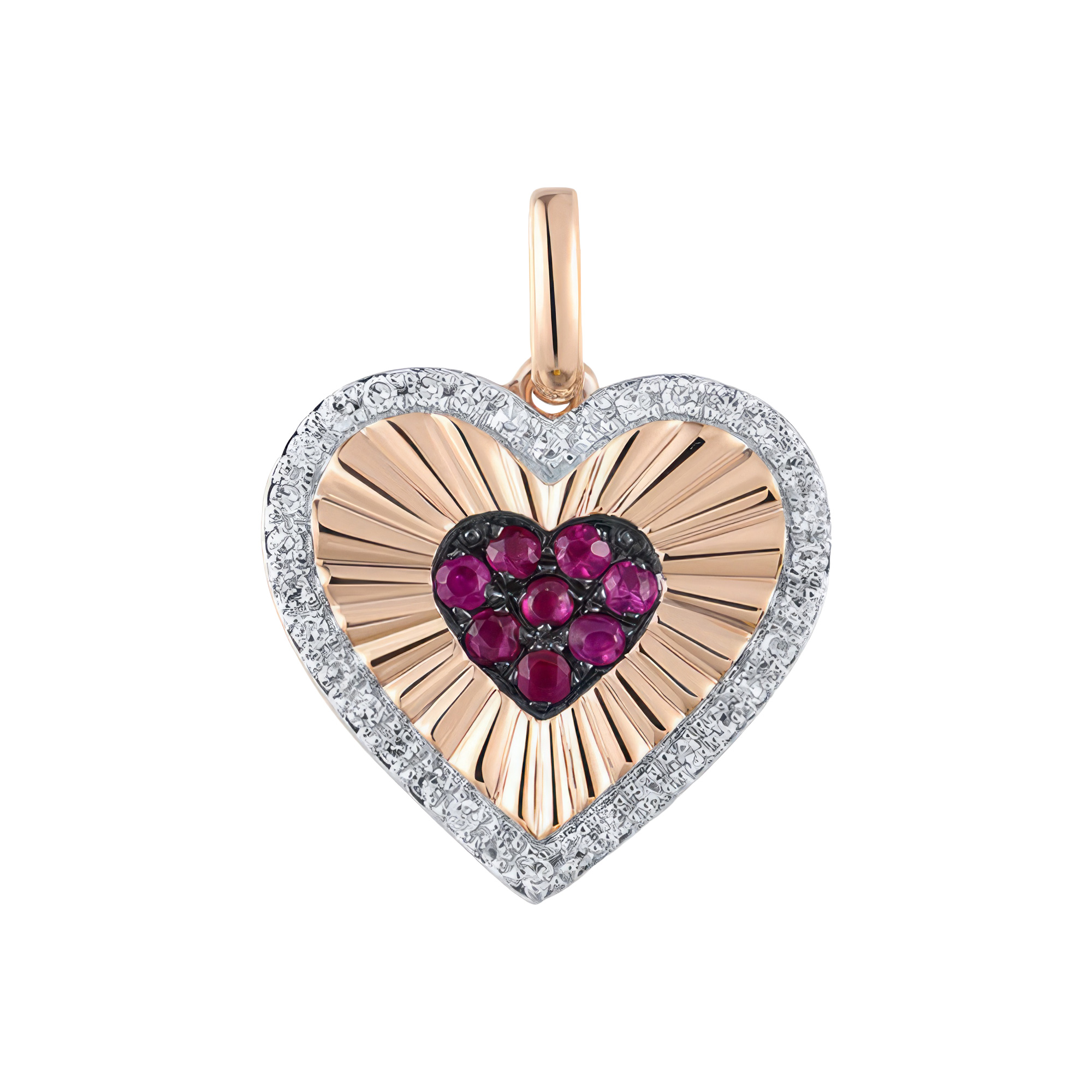 Paveikslėlis Auksinis pakabukas su briliantais ir rubinais "Širdelė"