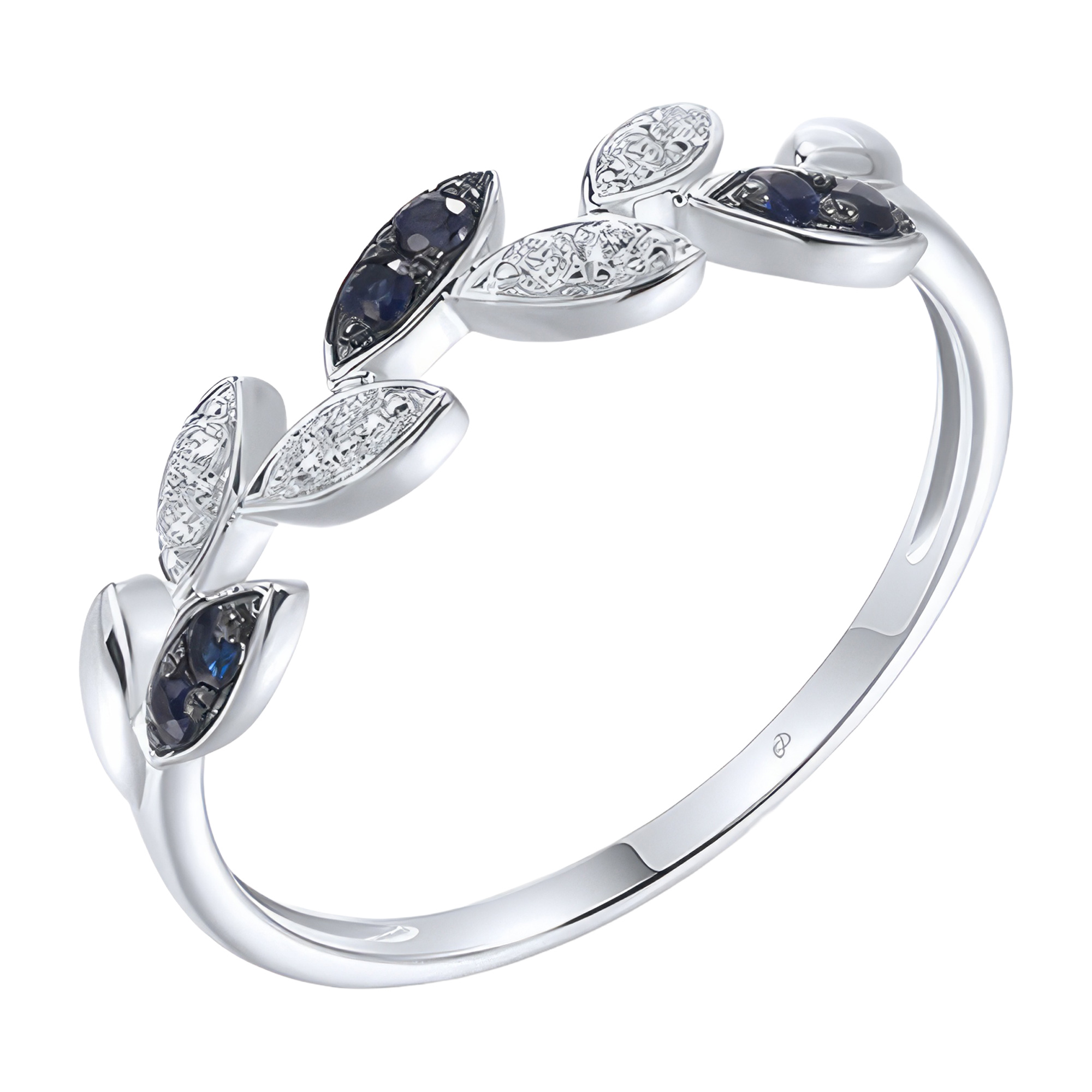 Изображение Кольцо из белого золота с бриллиантами и сапфирами