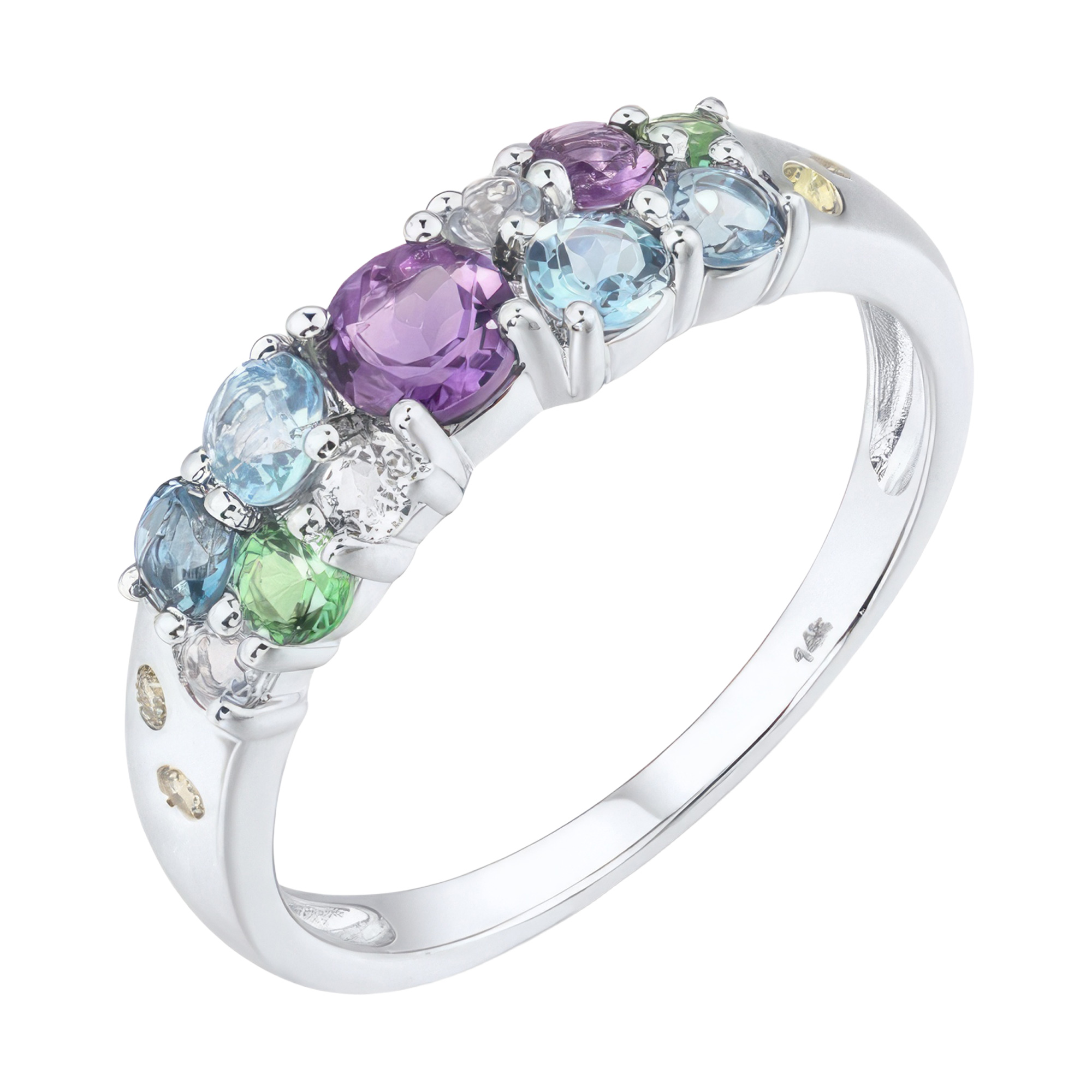 Paveikslėlis Balto aukso žiedas su ametistais ir topazais