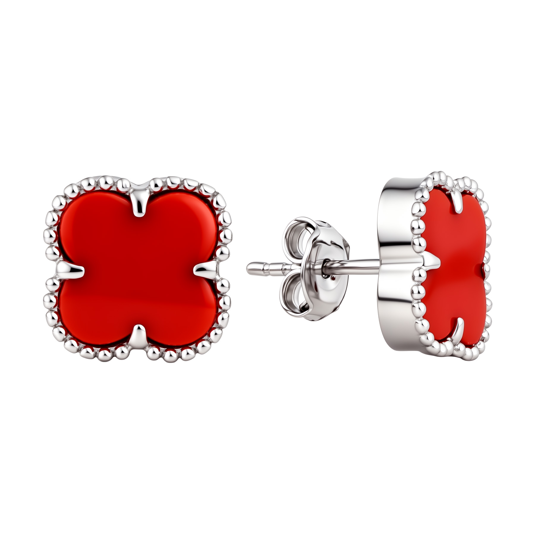 Paveikslėlis Sidabriniai auskarai su koralais