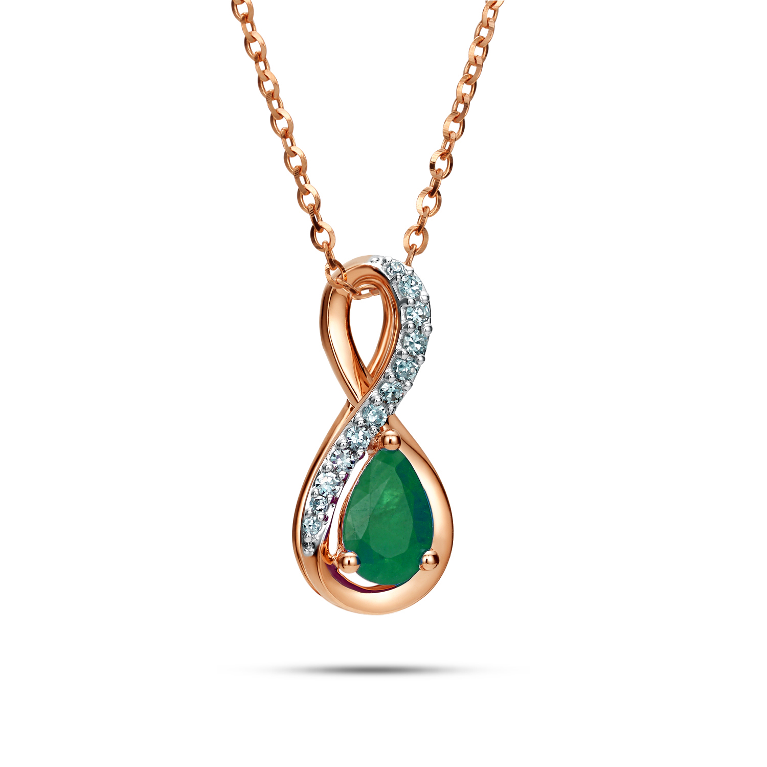 Paveikslėlis Auksinis pakabukas su briliantais ir smaragdu