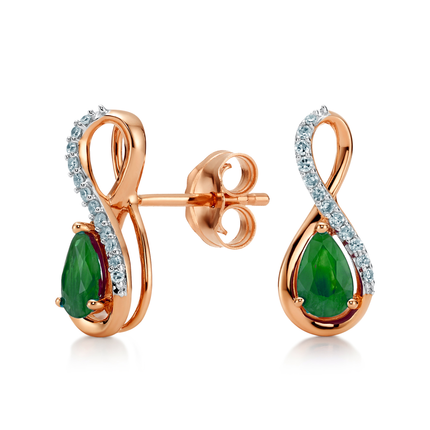 Paveikslėlis Auksiniai auskarai su briliantais ir smaragdais