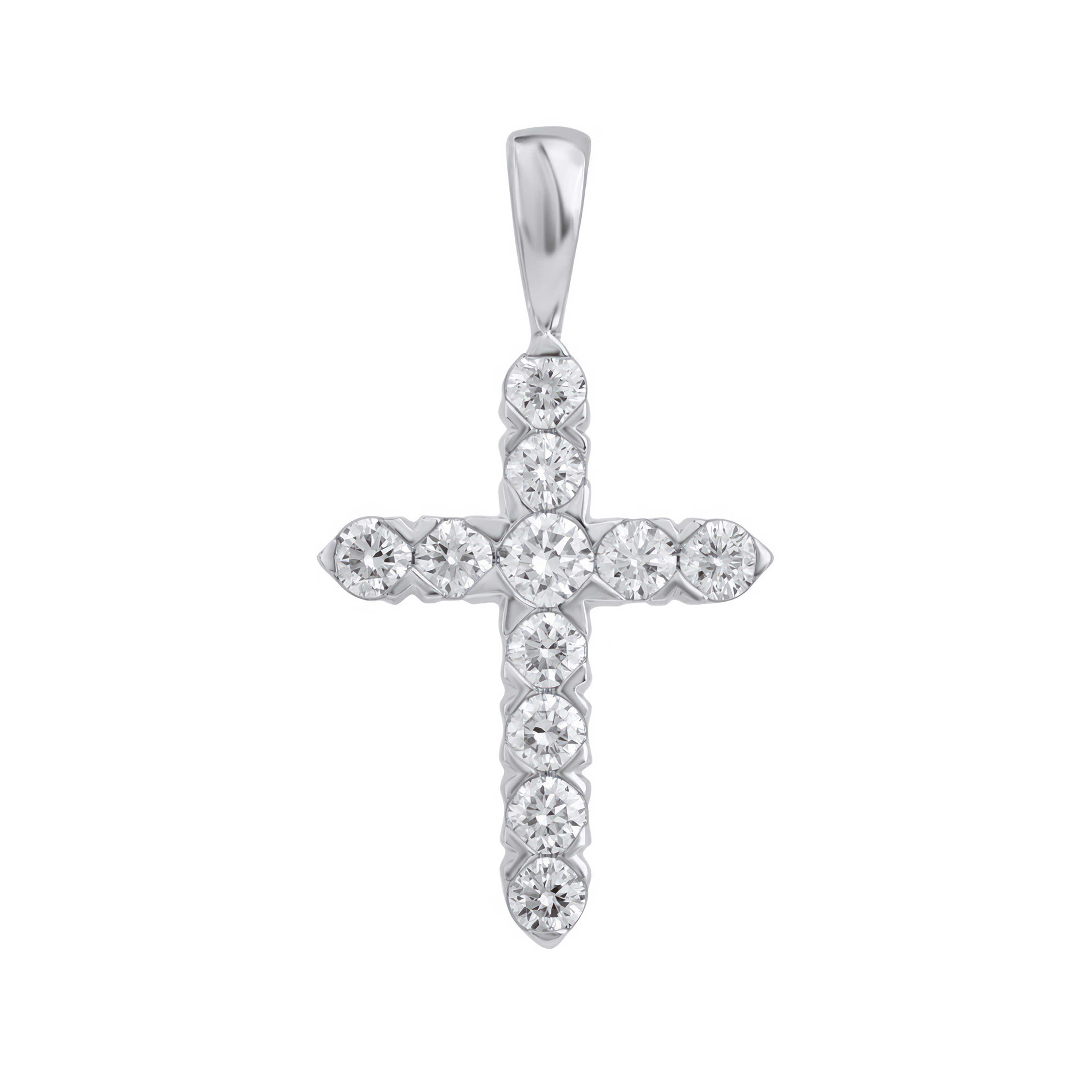 Изображение Католический крестик из белого золота с бриллиантами