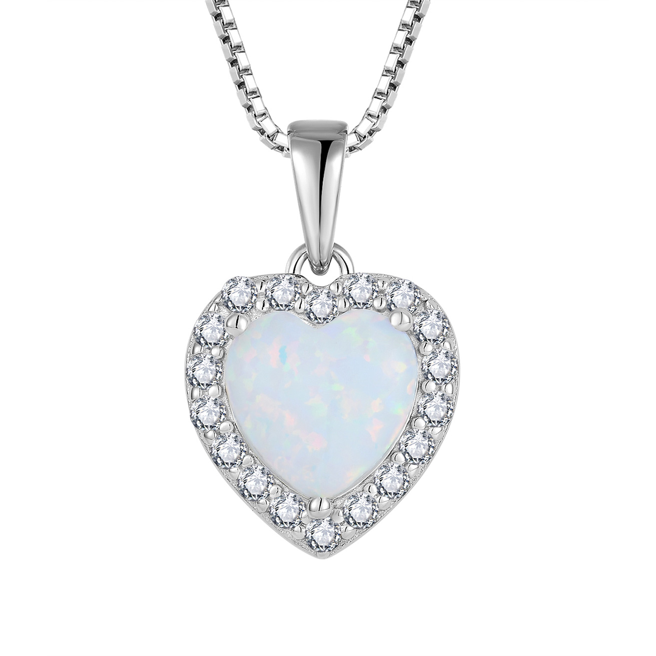 Изображение Серебряная подвеска с опалом и цирконами "Сердце"