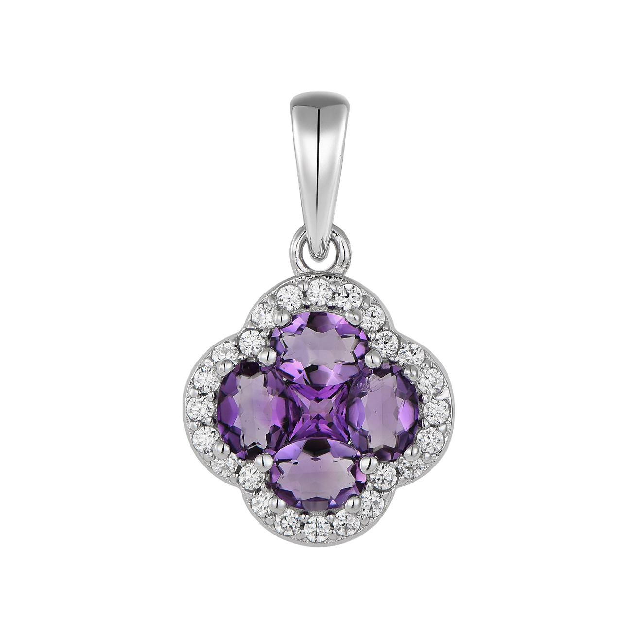Изображение Серебряная подвеска с аметистами и цирконами