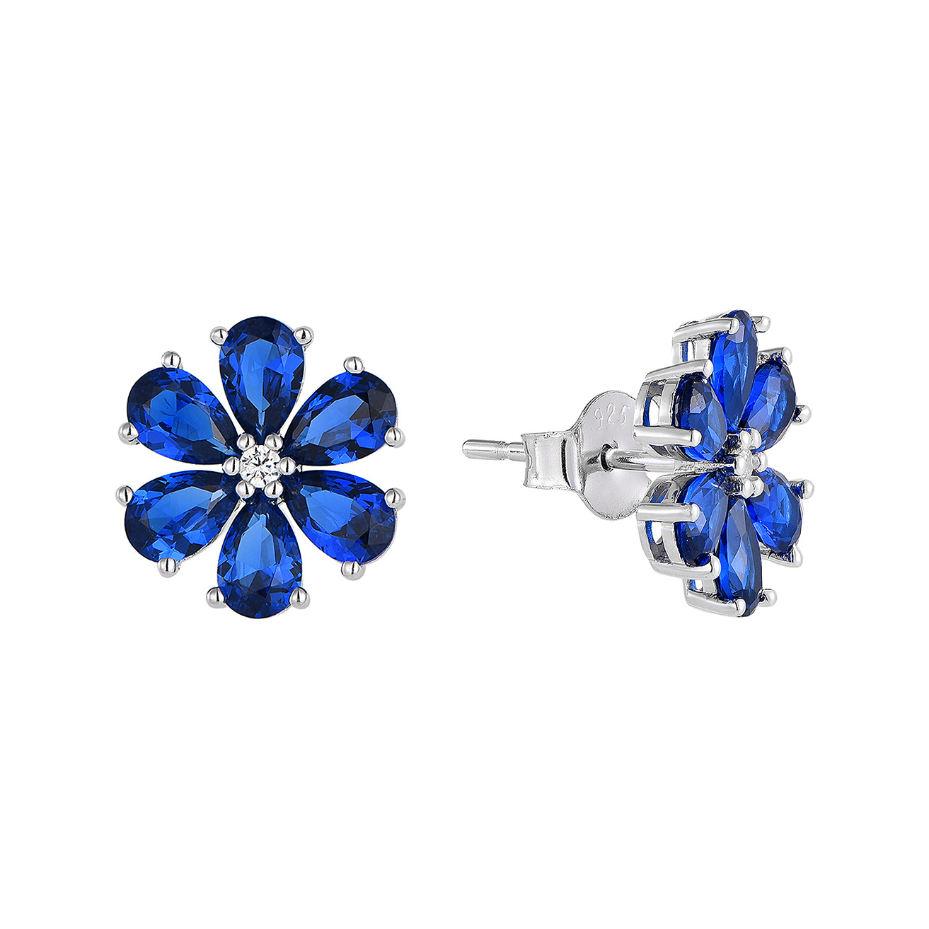 Изображение Серебряные серьги с шпинелями и цирконами