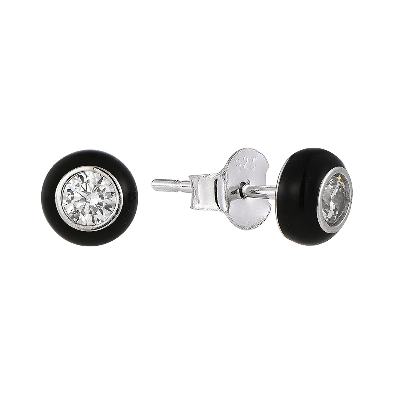 Изображение Серебряные серьги с цирконами и эмалью