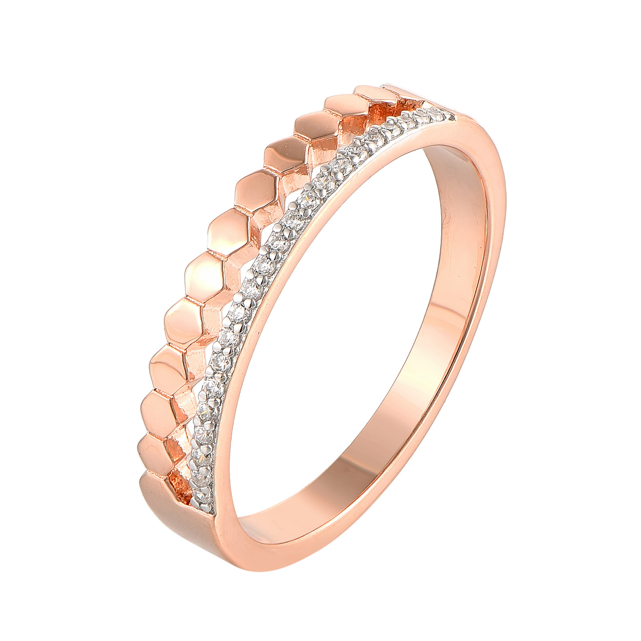 Paveikslėlis Paauksuotas sidabrinis žiedas su cirkoniais