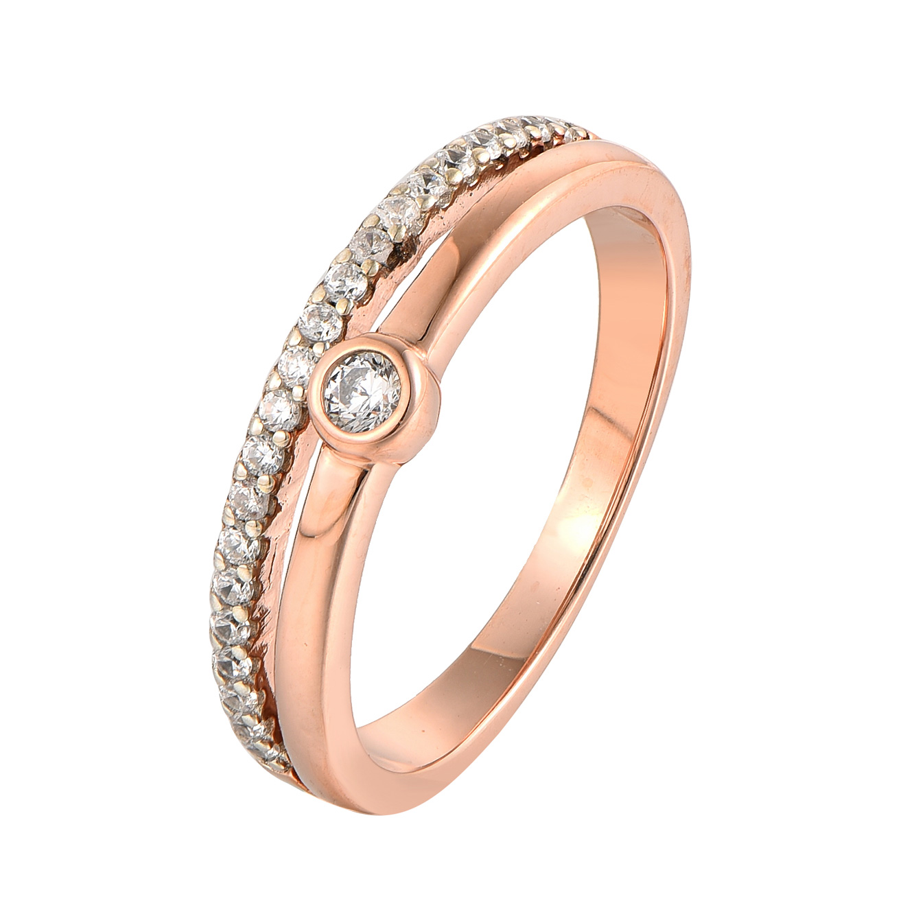 Paveikslėlis Paauksuotas sidabrinis žiedas su cirkoniais