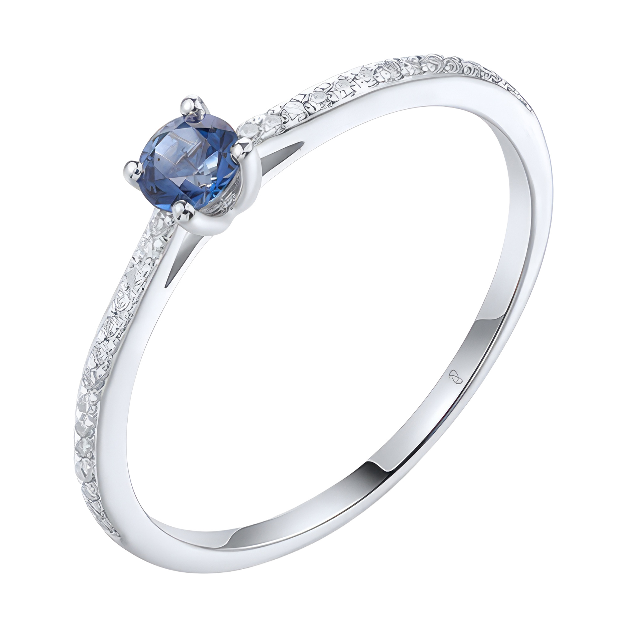 Paveikslėlis Balto aukso žiedas su safyru ir briliantais