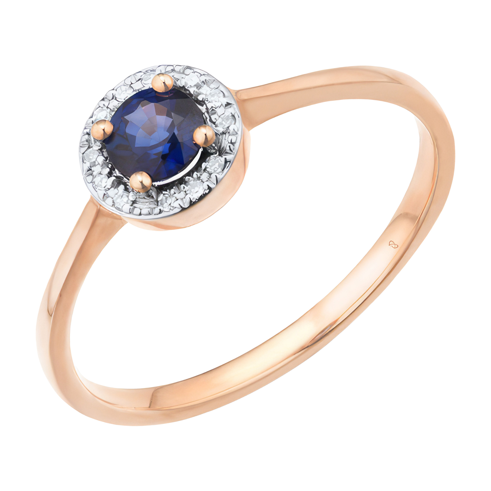 Paveikslėlis Auksinis žiedas su safyru ir briliantais