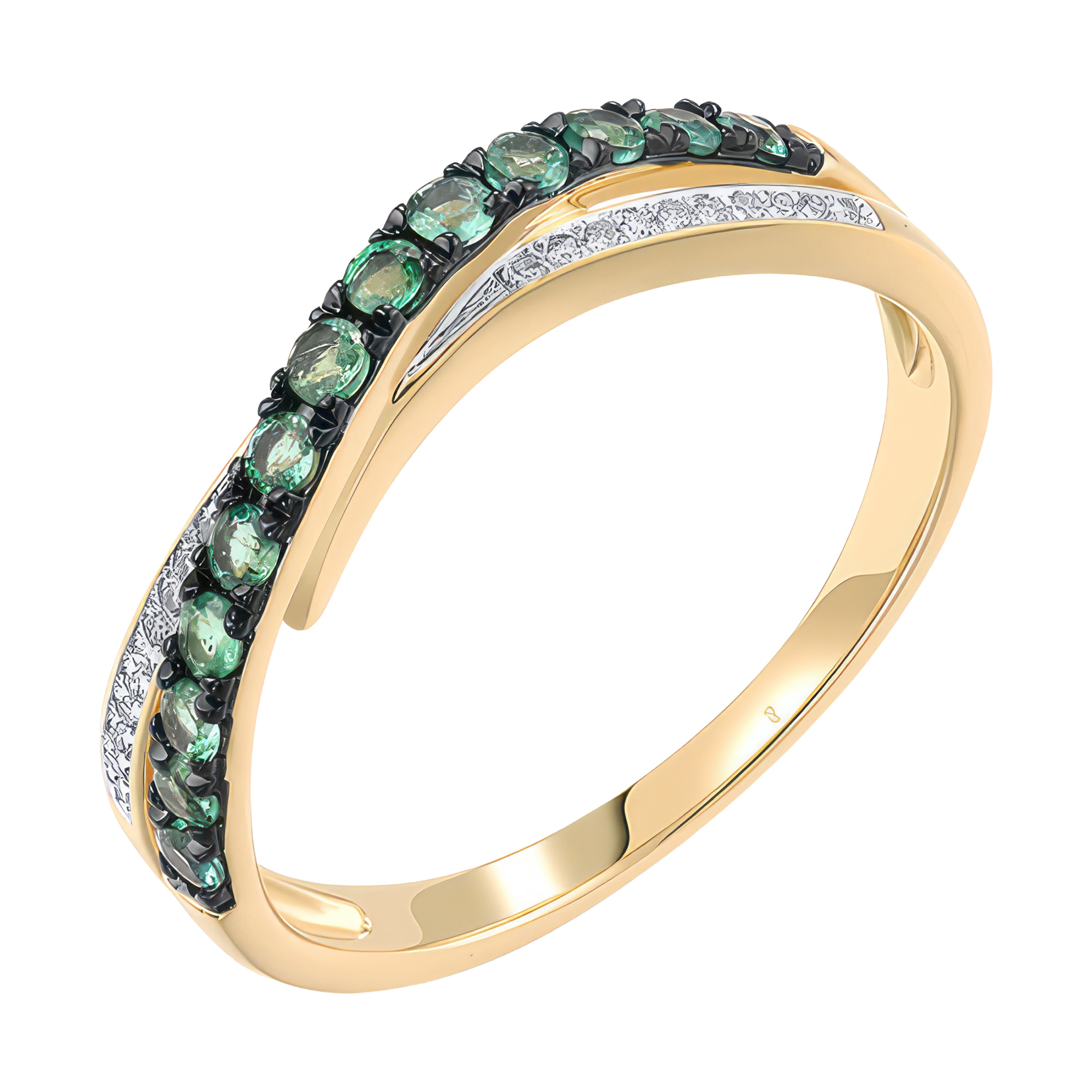 Paveikslėlis Geltono aukso žiedas su smaragdais ir briliantais