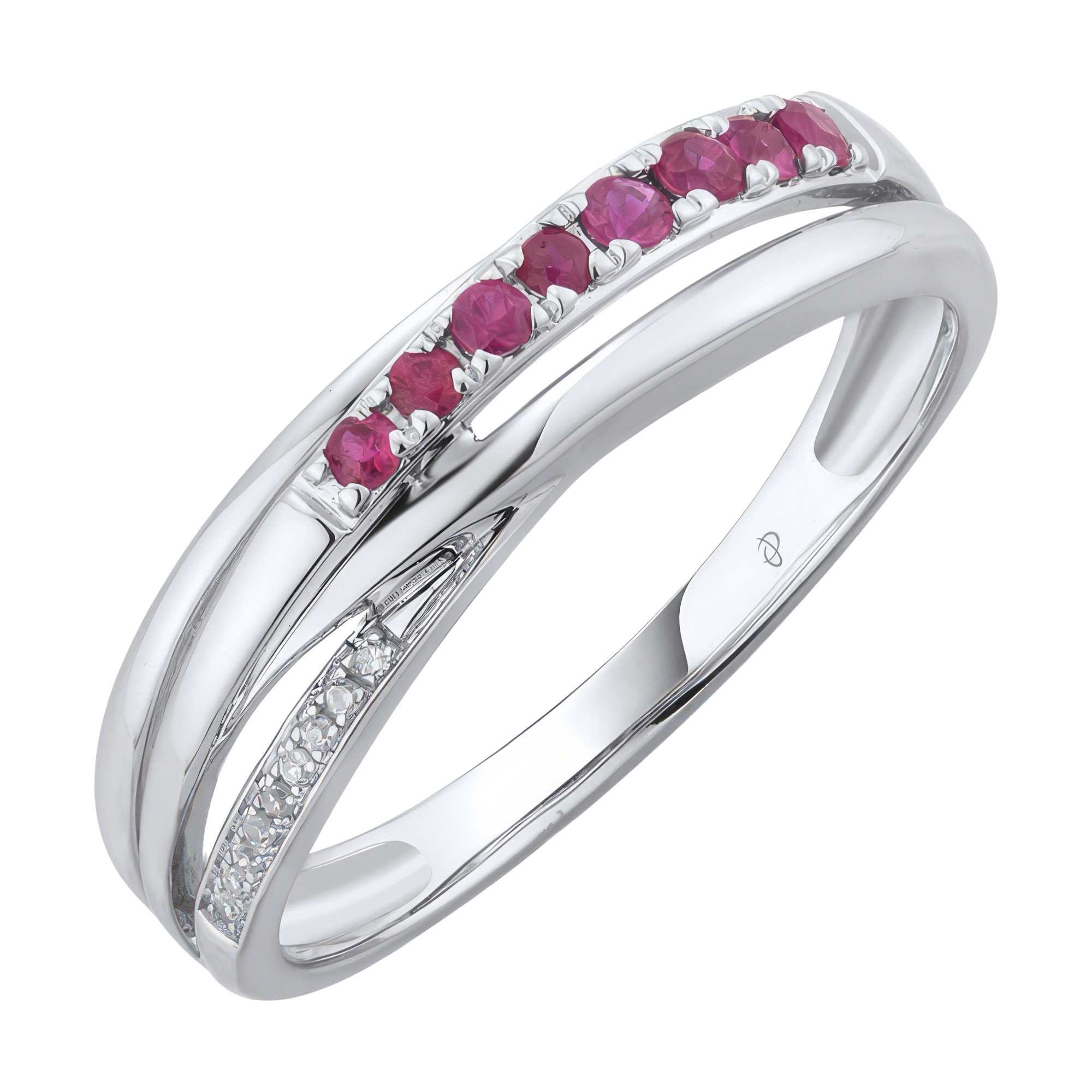 Paveikslėlis Balto aukso žiedas su rubinais ir briliantais