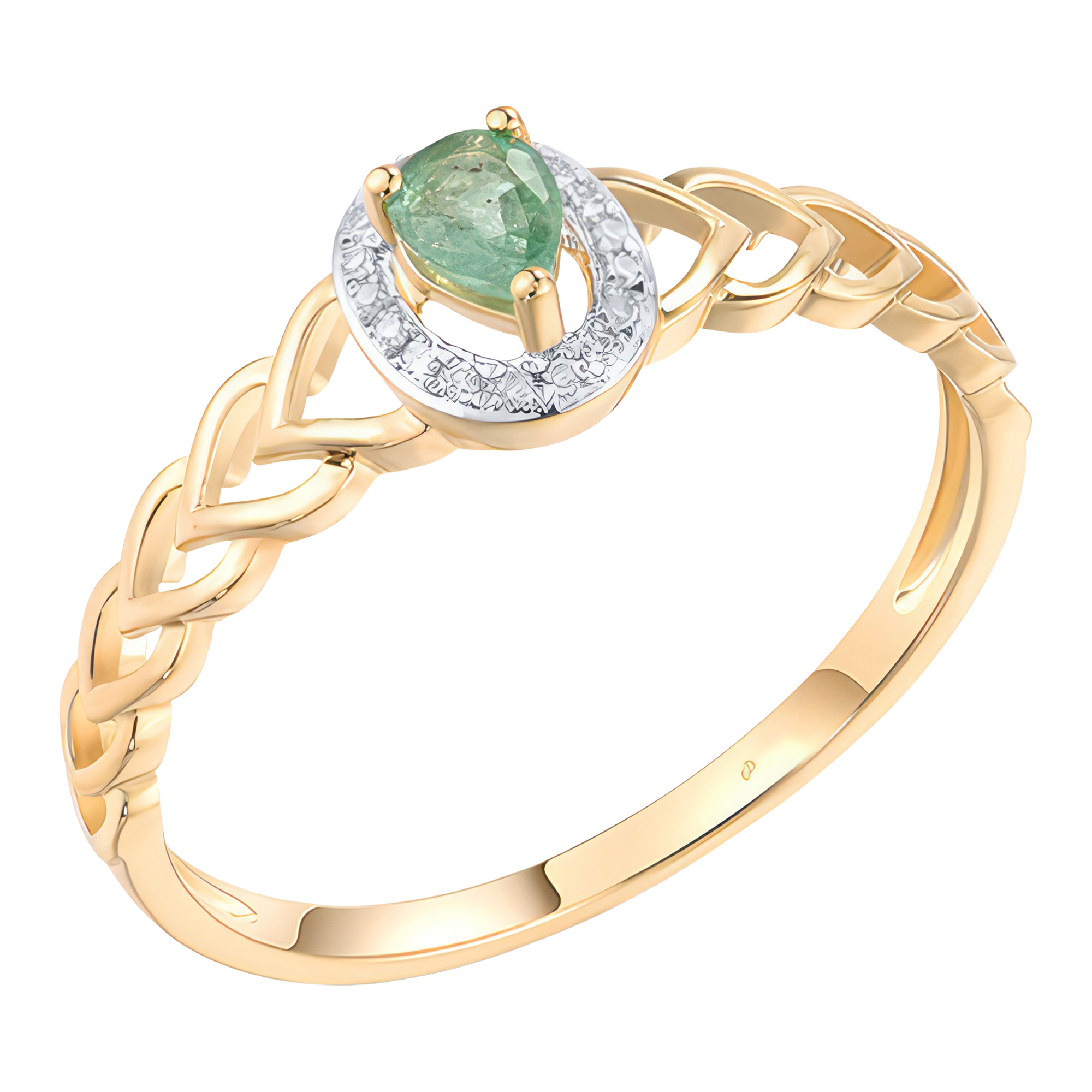 Paveikslėlis Geltono aukso žiedas su smaragdu ir briliantais
