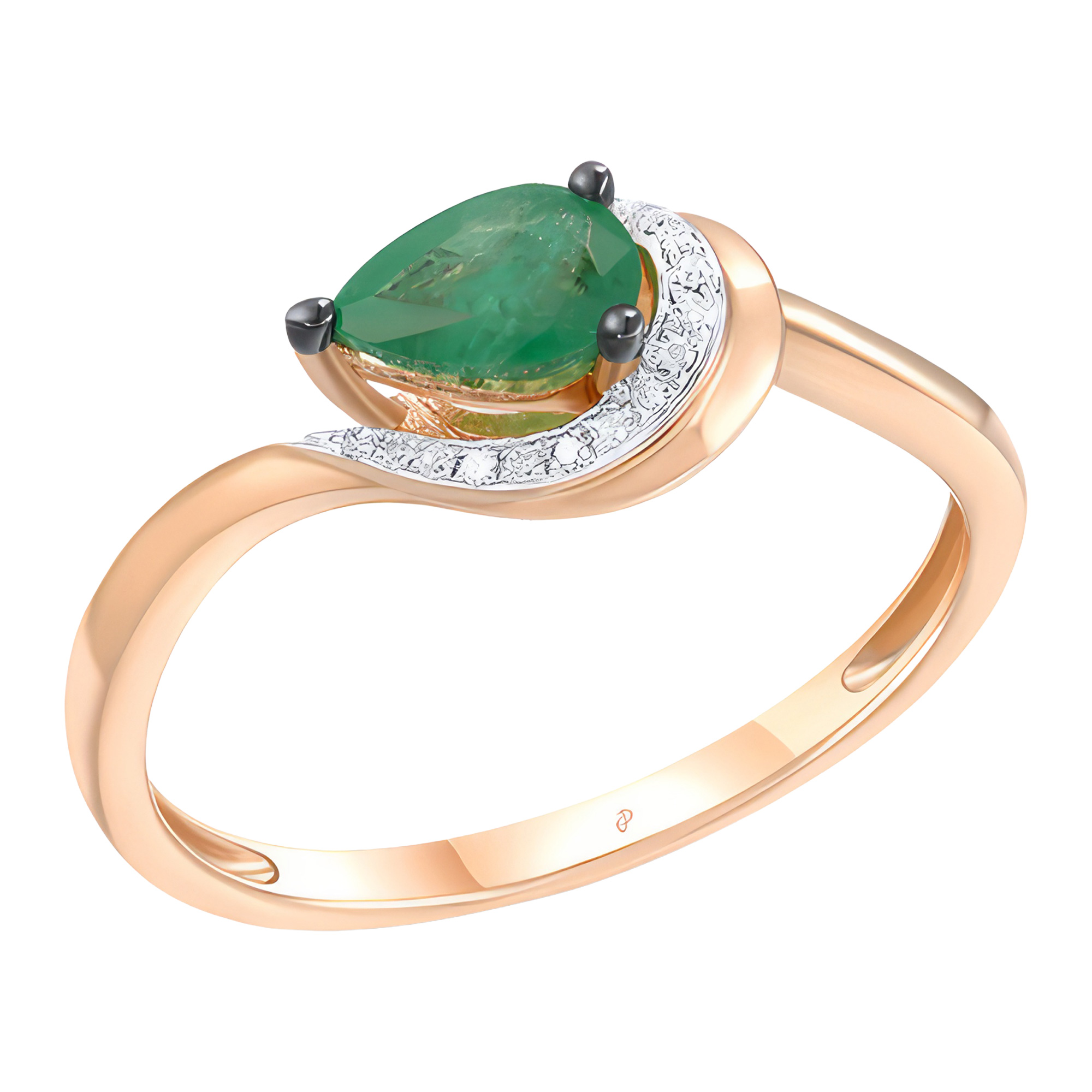 Paveikslėlis Auksinis žiedas su smaragdu ir briliantais