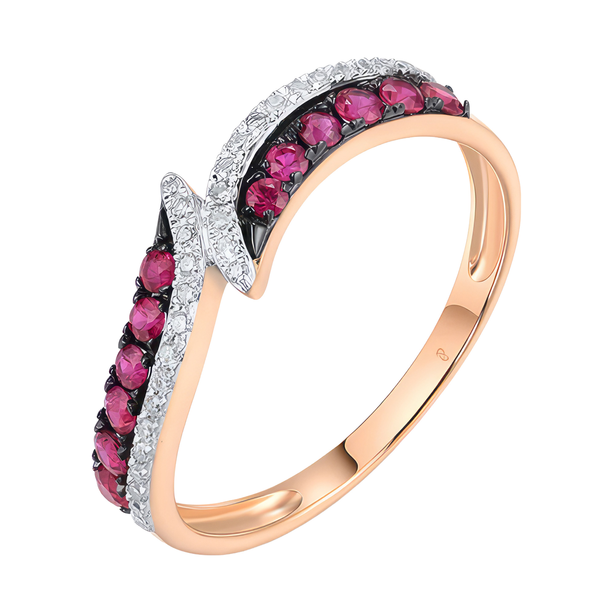 Paveikslėlis Auksinis žiedas su rubinais ir briliantais