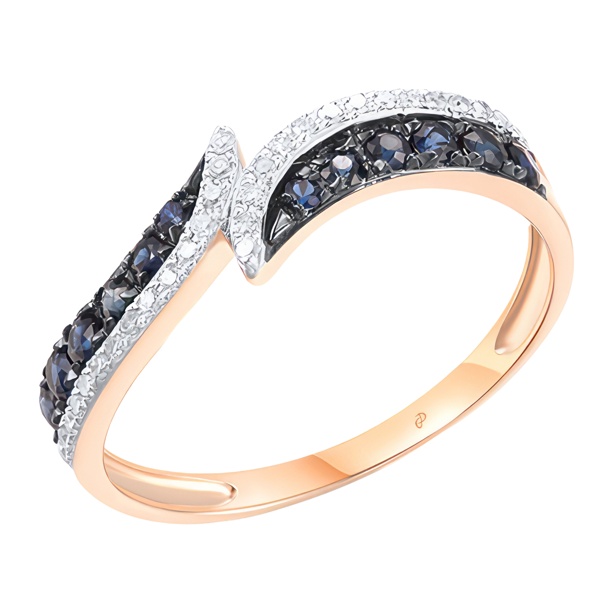 Paveikslėlis Auksinis žiedas su safyrais ir briliantais