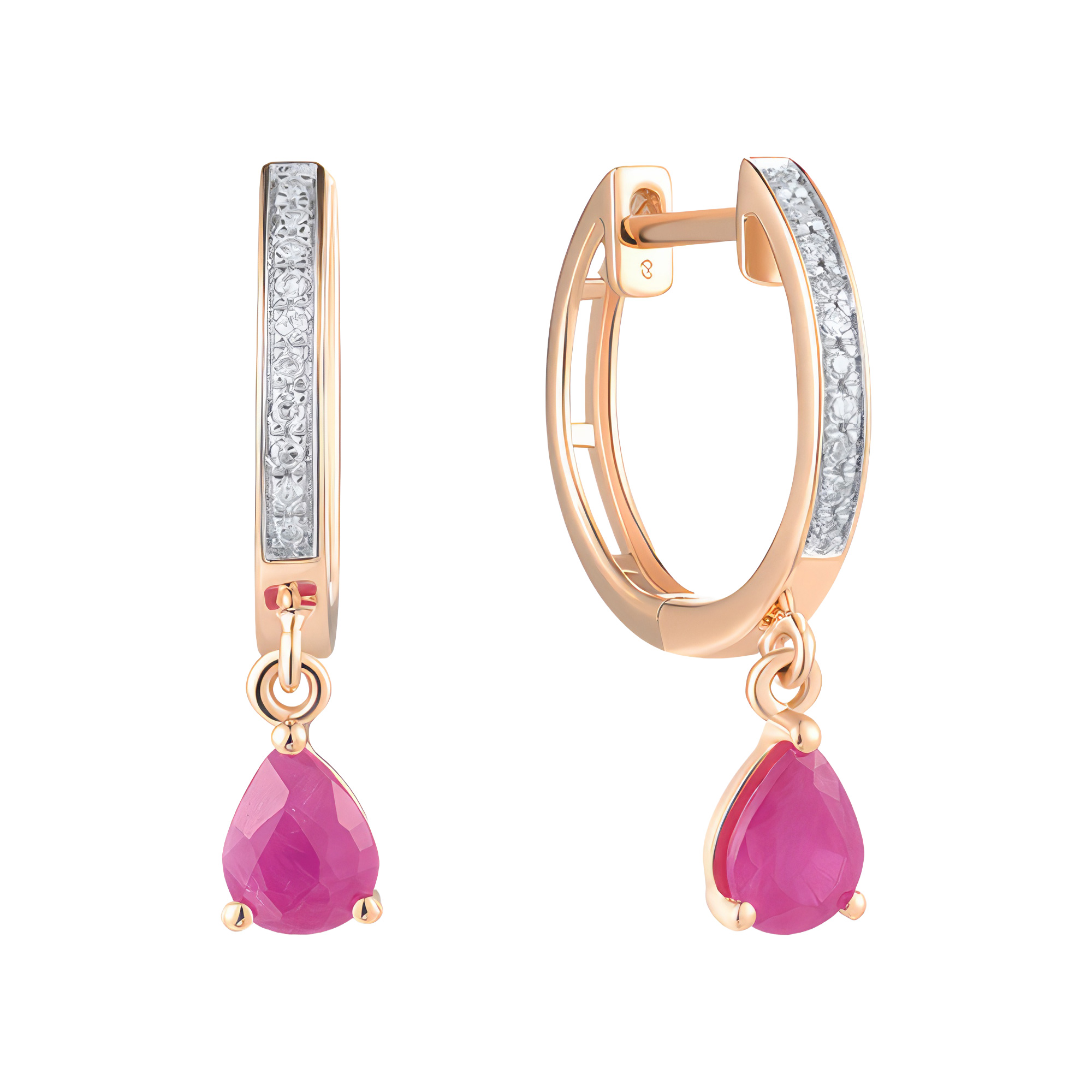 Paveikslėlis Auksiniai auskarai su rubinais ir briliantais