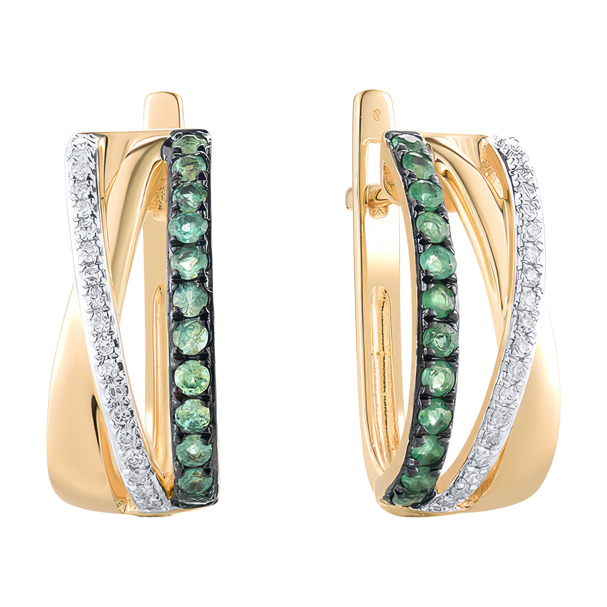 Paveikslėlis Geltono aukso auskarai su smaragdais ir briliantais