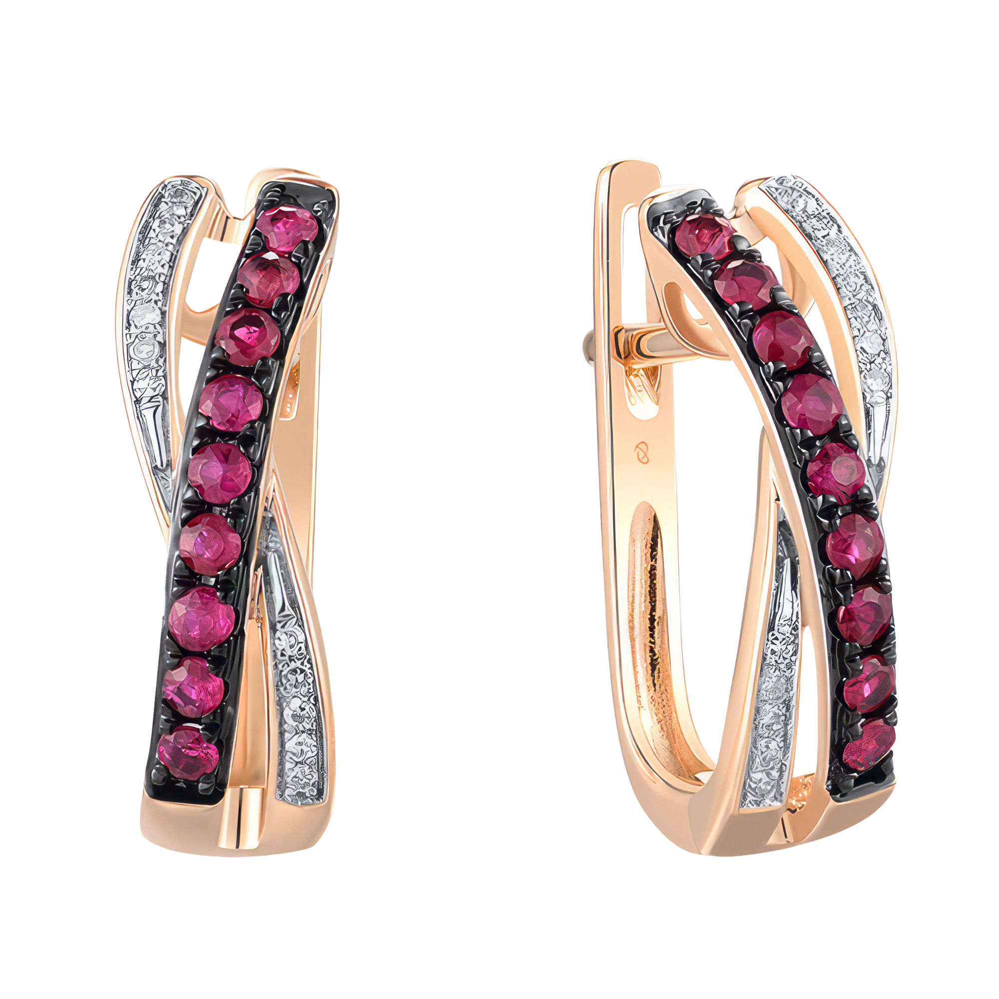 Paveikslėlis Auksiniai auskarai su rubinais ir briliantais