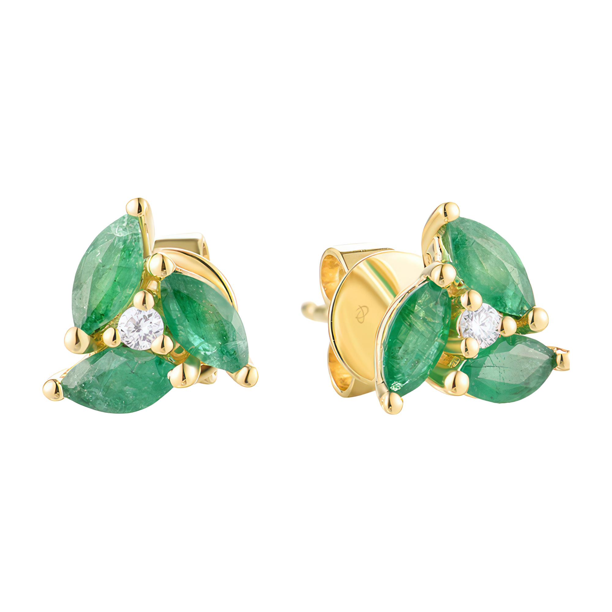 Paveikslėlis Geltono aukso auskarai su smaragdais ir briliantais